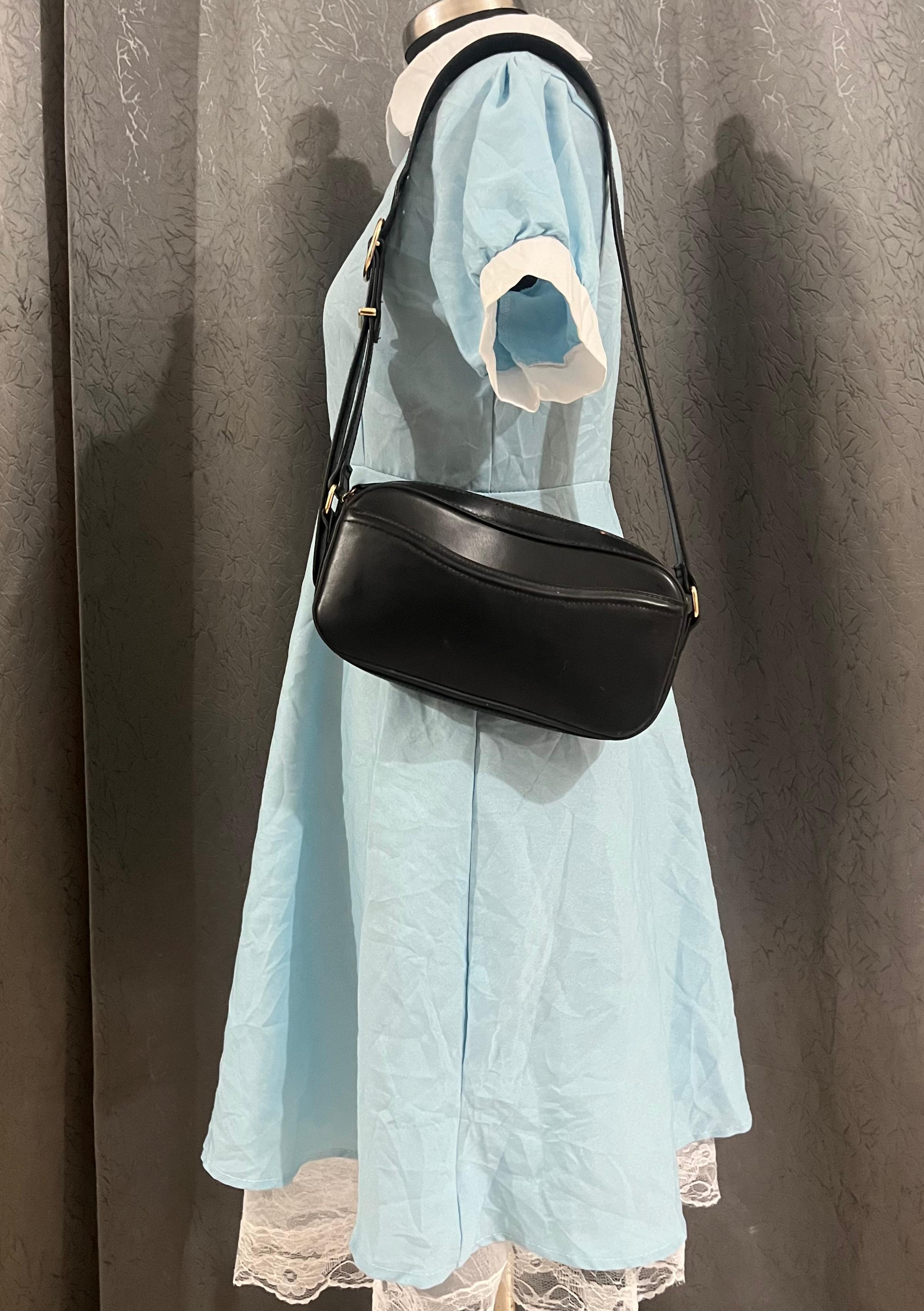 Sky Blue Vintage-Inspired Dress with White Collar & Lace Hem