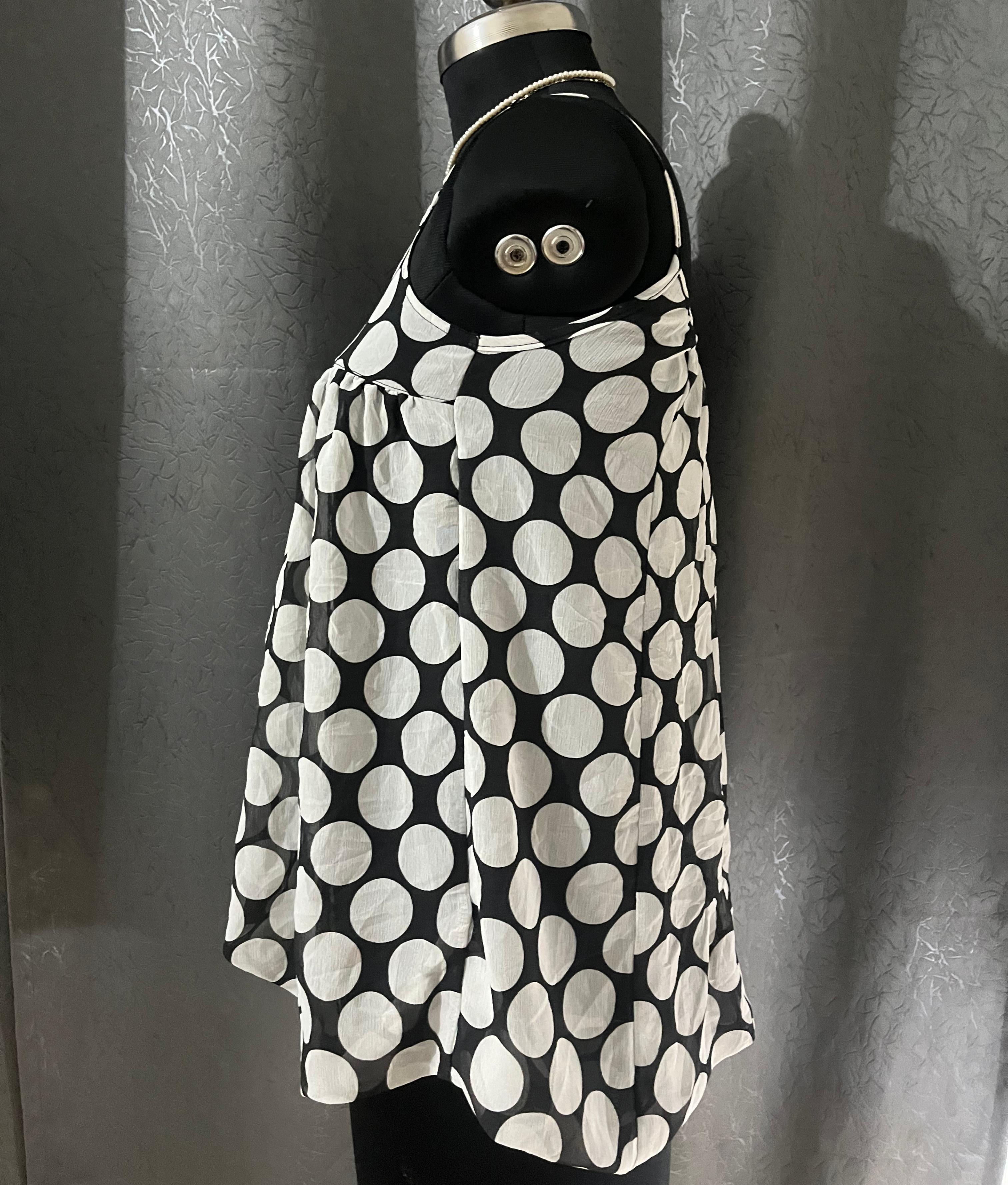 Vintage Polka Dot Spaghetti Strap Top – Black & White