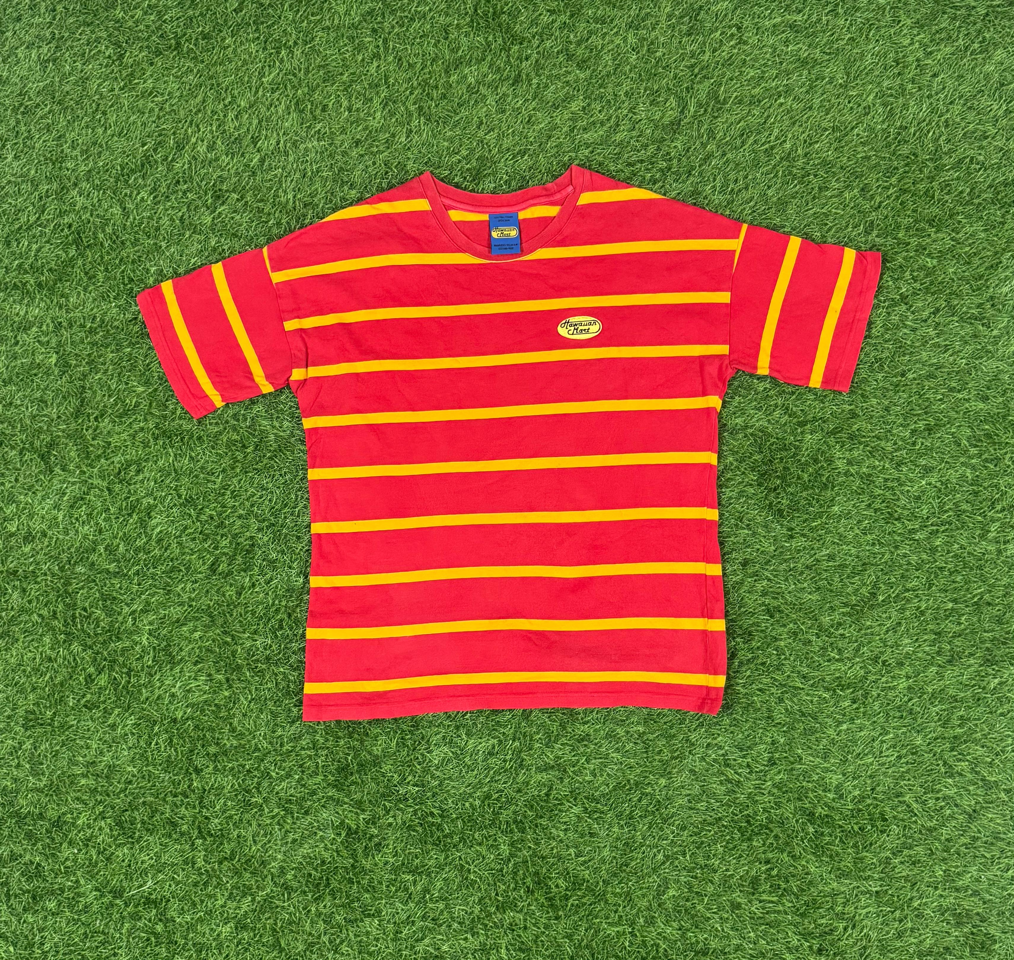 Vintage Hawaiian Heat Striped Tee – Red & Yellow – Size M