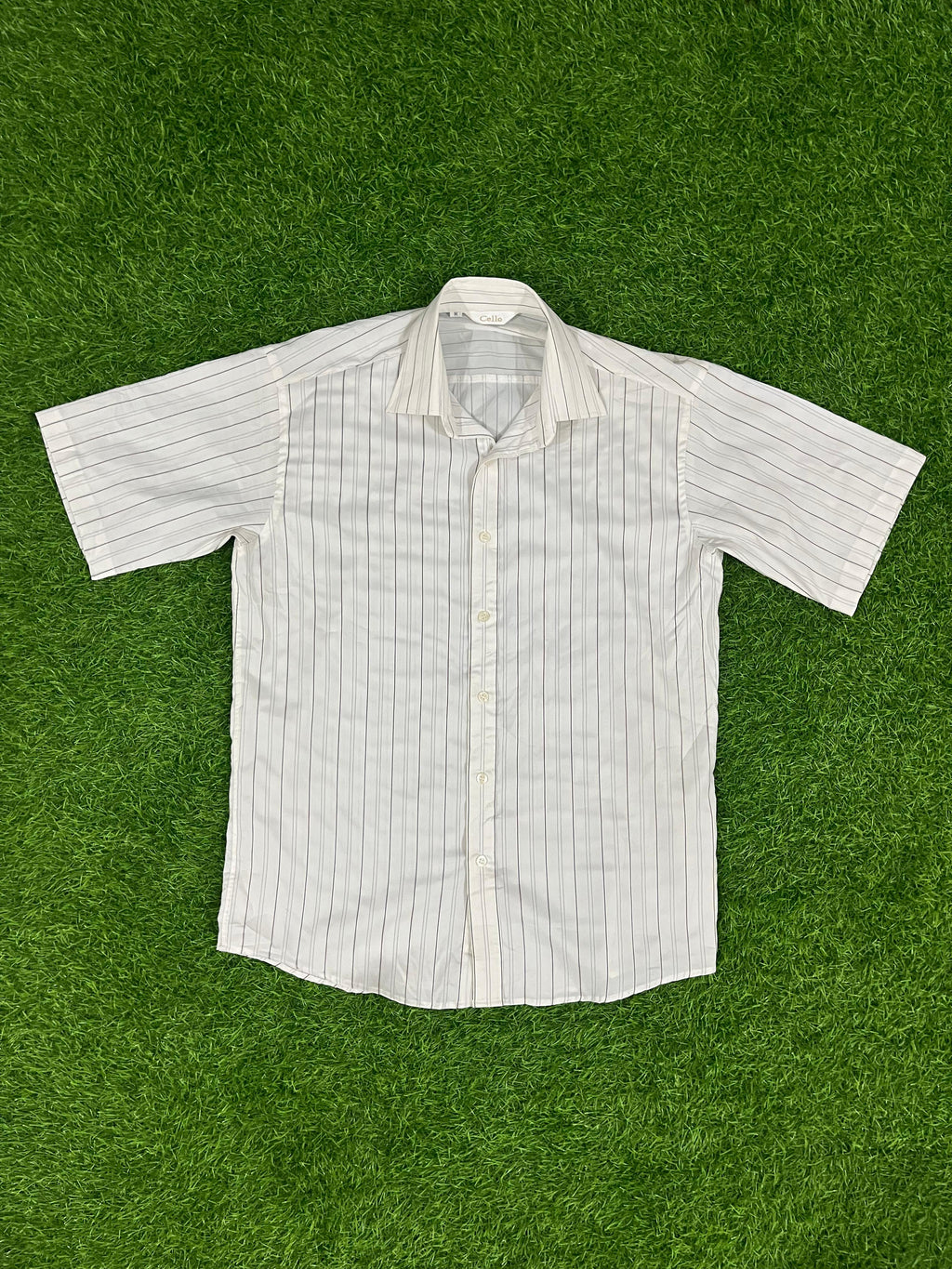 Cello White Striped Formal Shirt – Men’s Medium