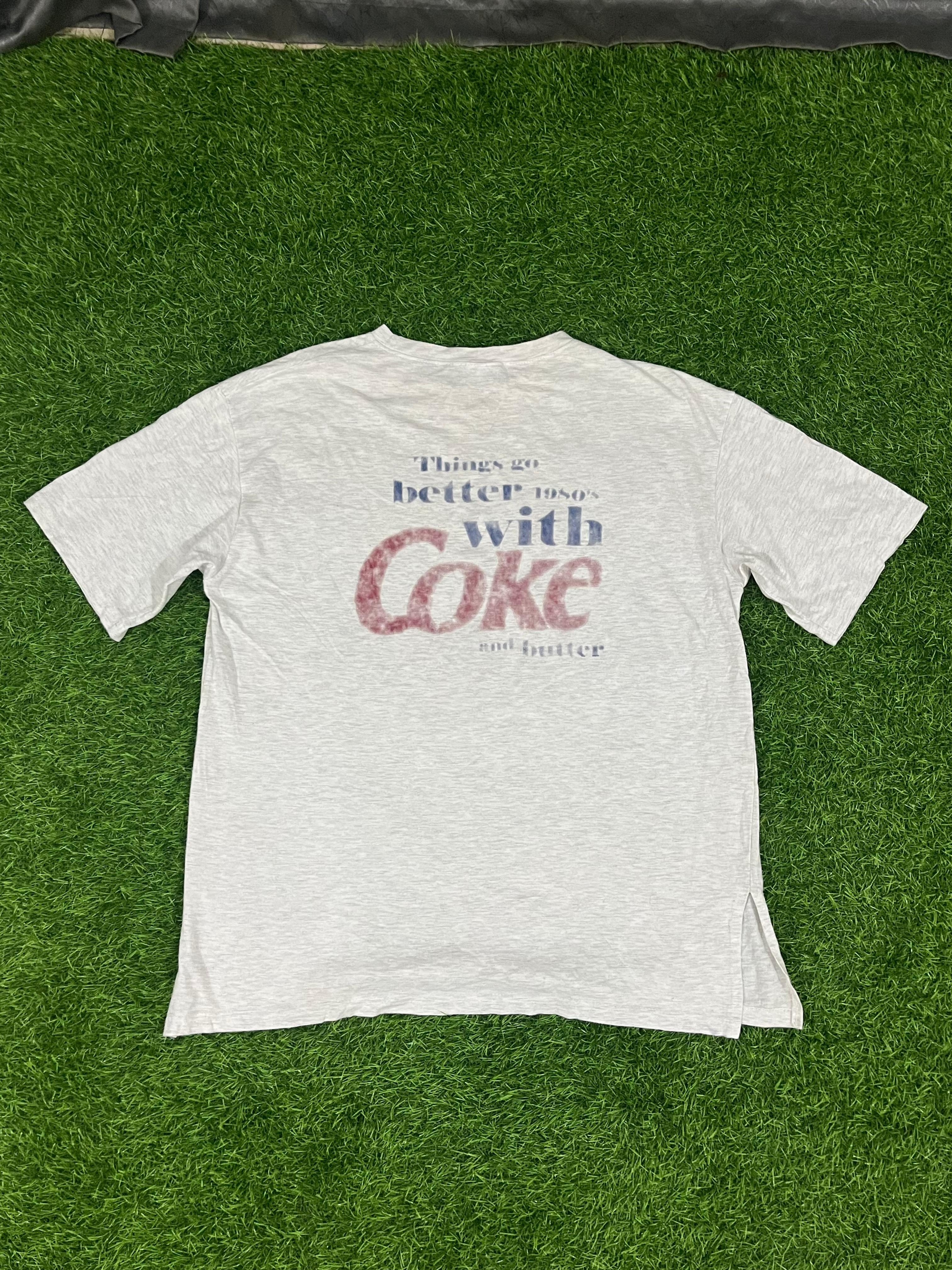 Butter x Coke Vintage Graphic Tee – Grey (1980s Retro Print | XL Fit)