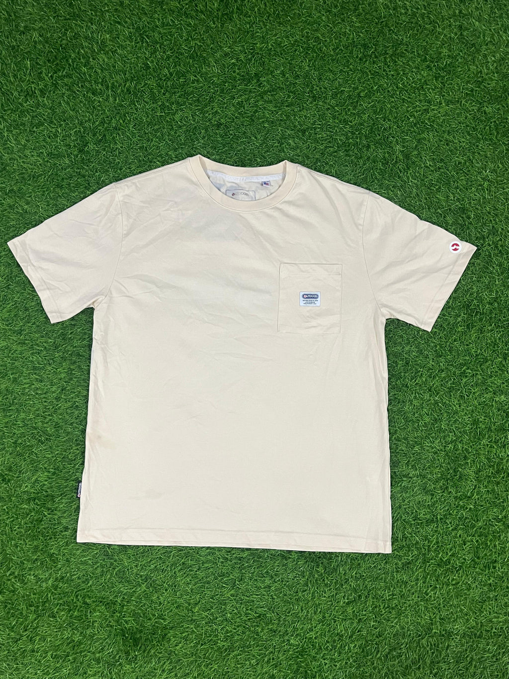 Outdoor Products Pocket Logo Tee – Beige (1973 Heritage Edition | XL Fit)