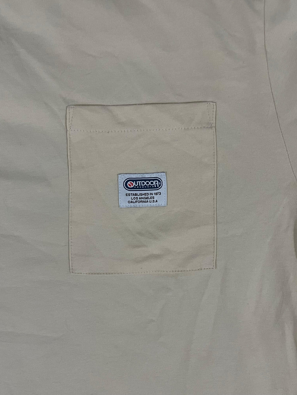 Outdoor Products Pocket Logo Tee – Beige (1973 Heritage Edition | XL Fit)
