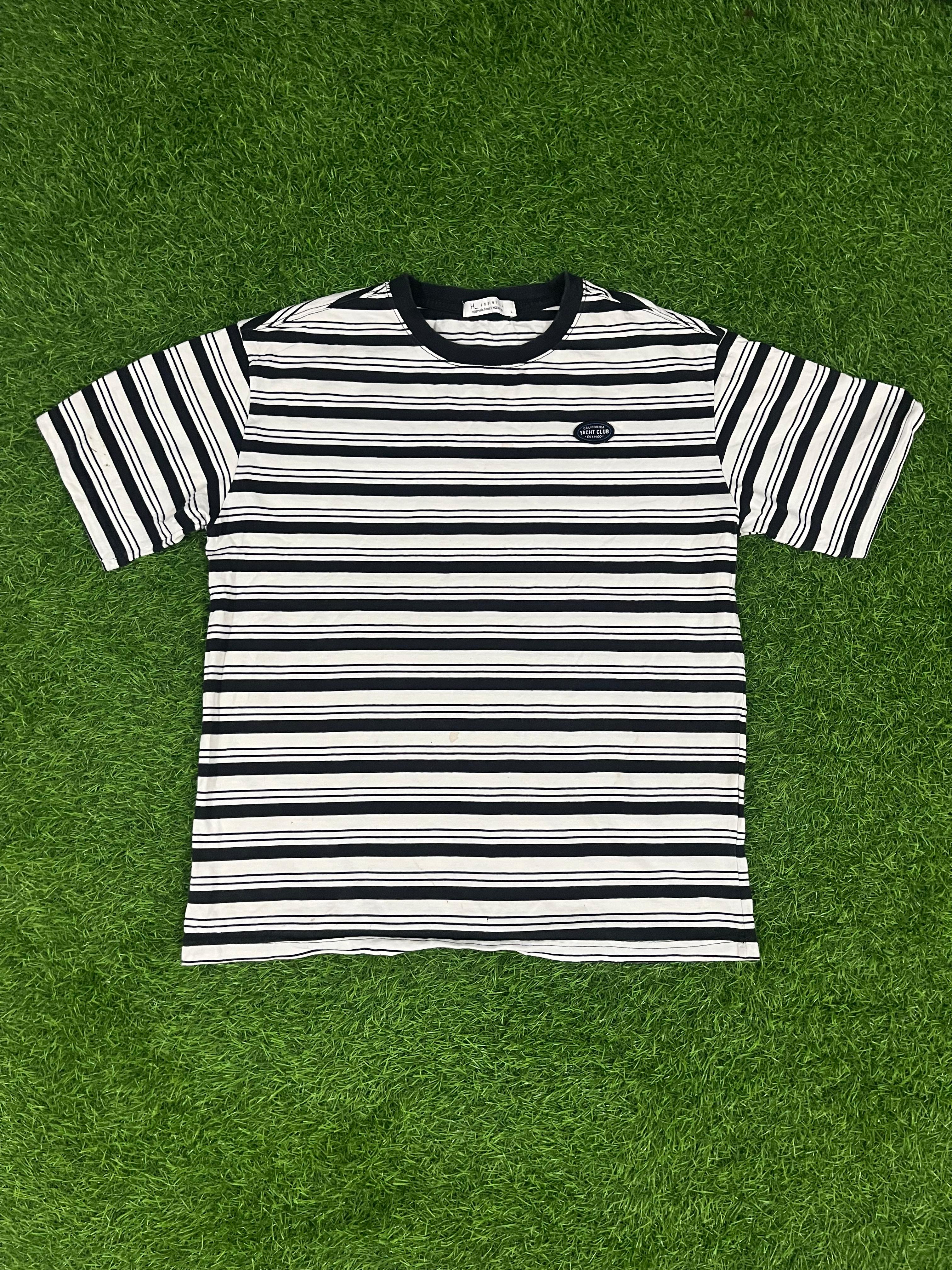 California Yacht Club Striped Tee – Black & White (L | Nautical Streetwear)