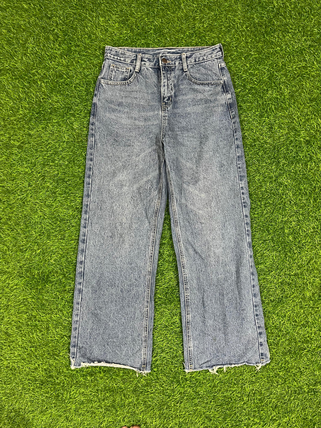 Vintage Blue Washed Straight Denim Jeans – Unisex