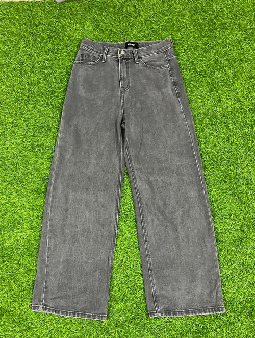 Blackup Grey High-Rise Straight Fit Jeans – Size L