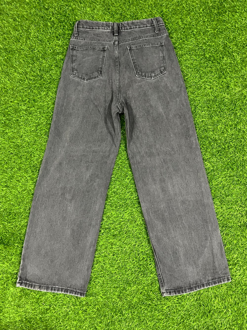 Blackup Grey High-Rise Straight Fit Jeans – Size L