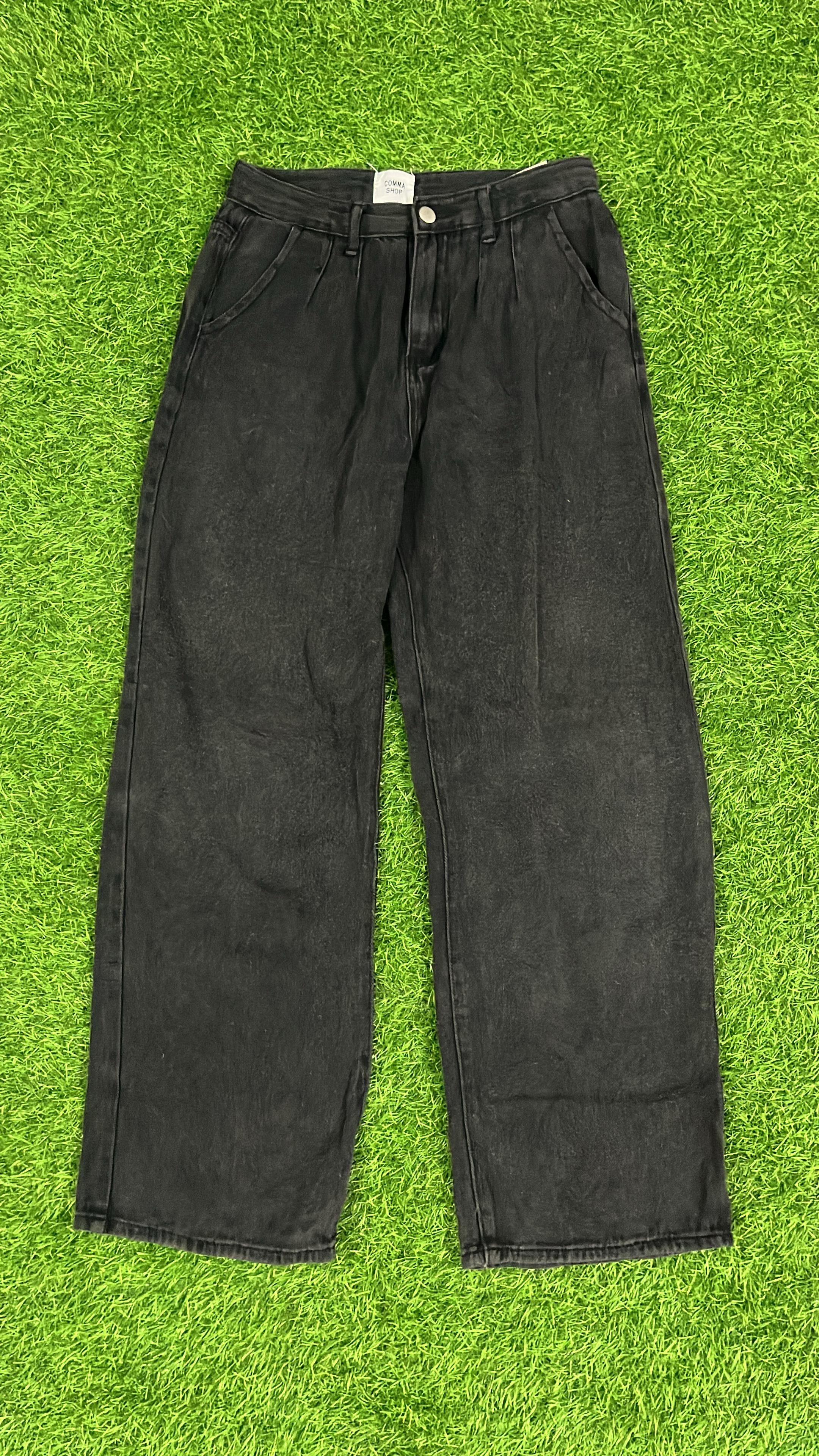 Vintage Black Pleated Wide-Leg Jeans – COMMA SHOP