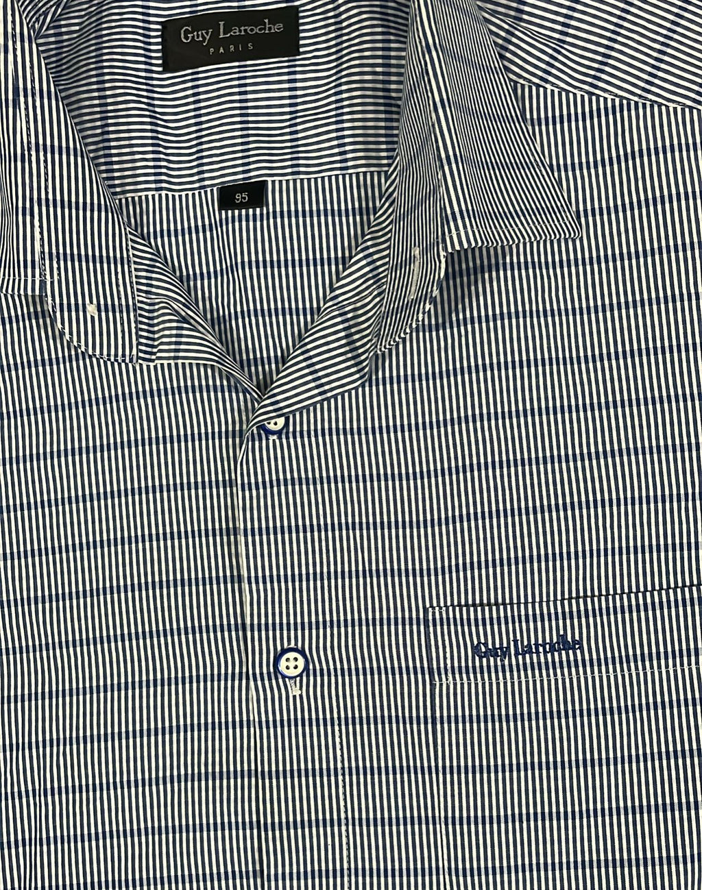 Guy Laroche Paris Men’s Short Sleeve Checkered Shirt – Blue & White