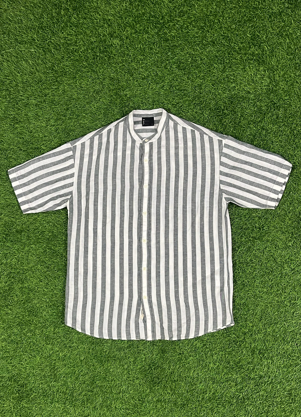 Oversized Striped Linen Shirt – Monochrome