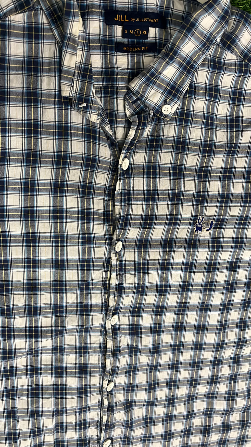 Peter Jensen Blue Check Casual Shirt – Rabbit Logo Embroidery