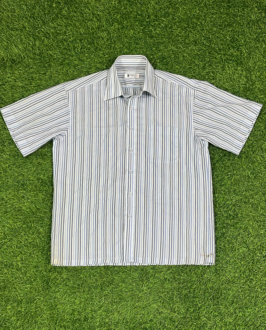 Vintage Regent Striped Shirt – Blue & White | Size 105
