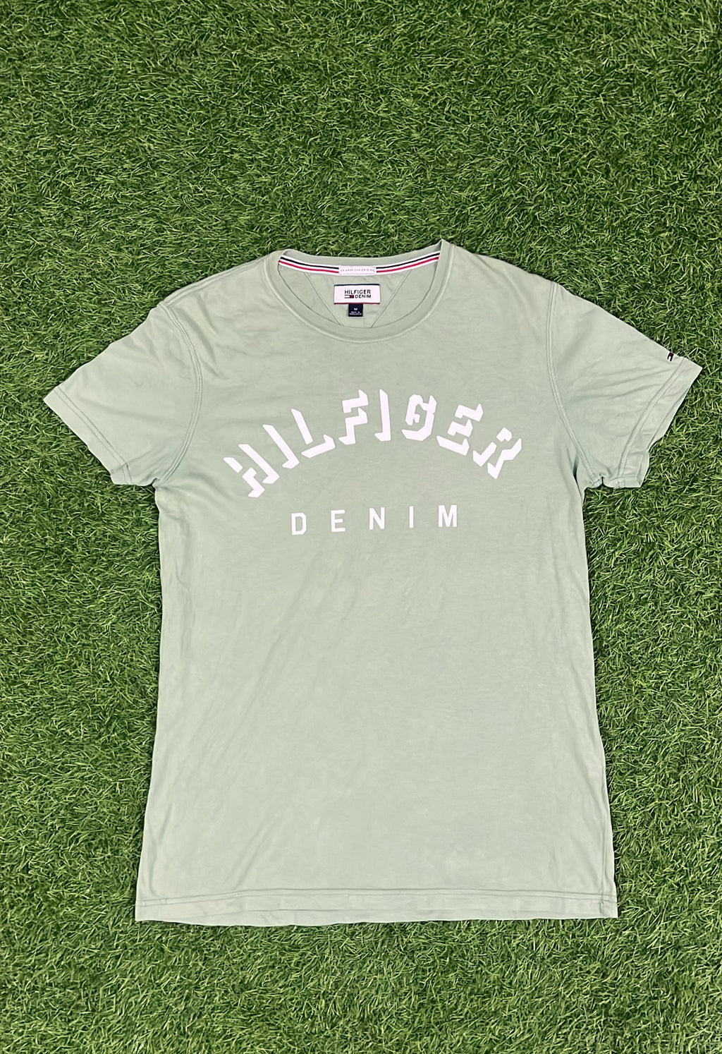Tommy Hilfiger Denim Olive Green Logo T-Shirt – Size M