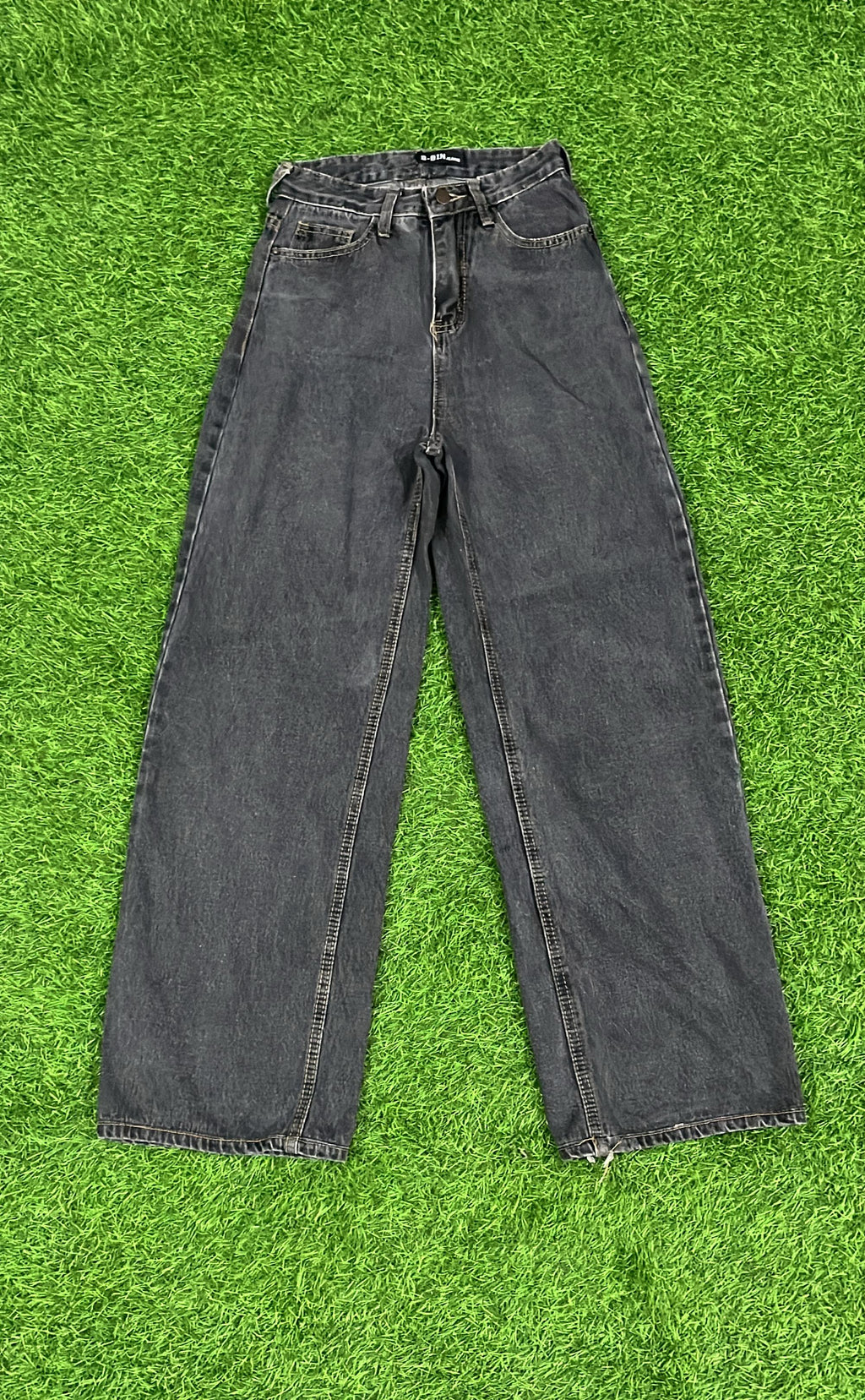 Vintage Black Washed Straight Fit Jeans – Unisex