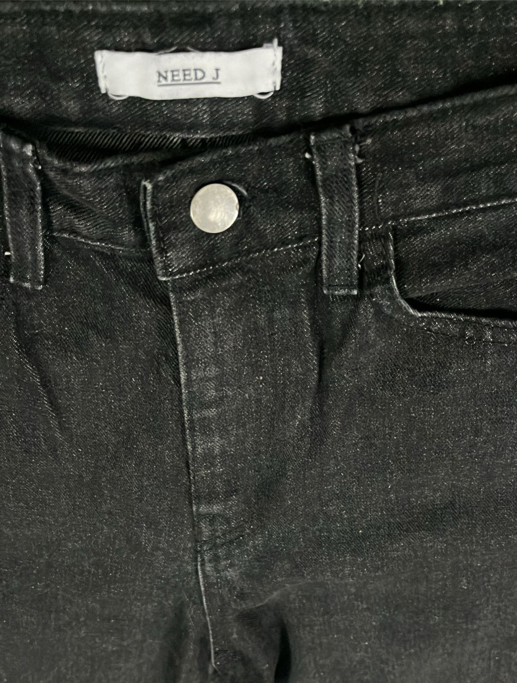 Need J High-Rise Black Denim Jeans – Raw Hem Vintage Fit