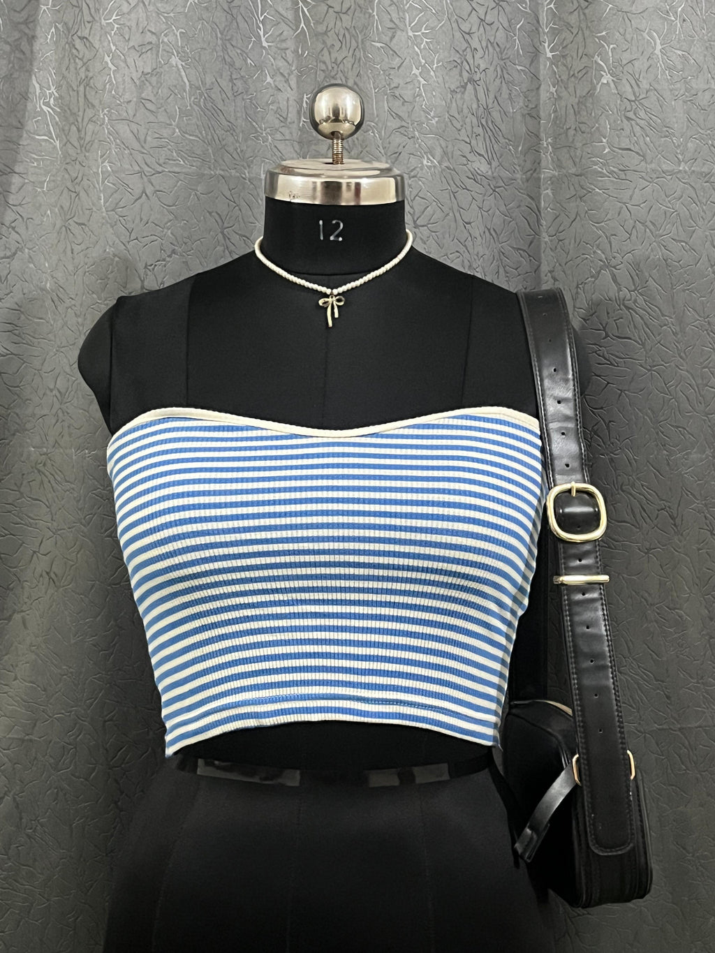 Blue & White Striped Tube Top – Size L