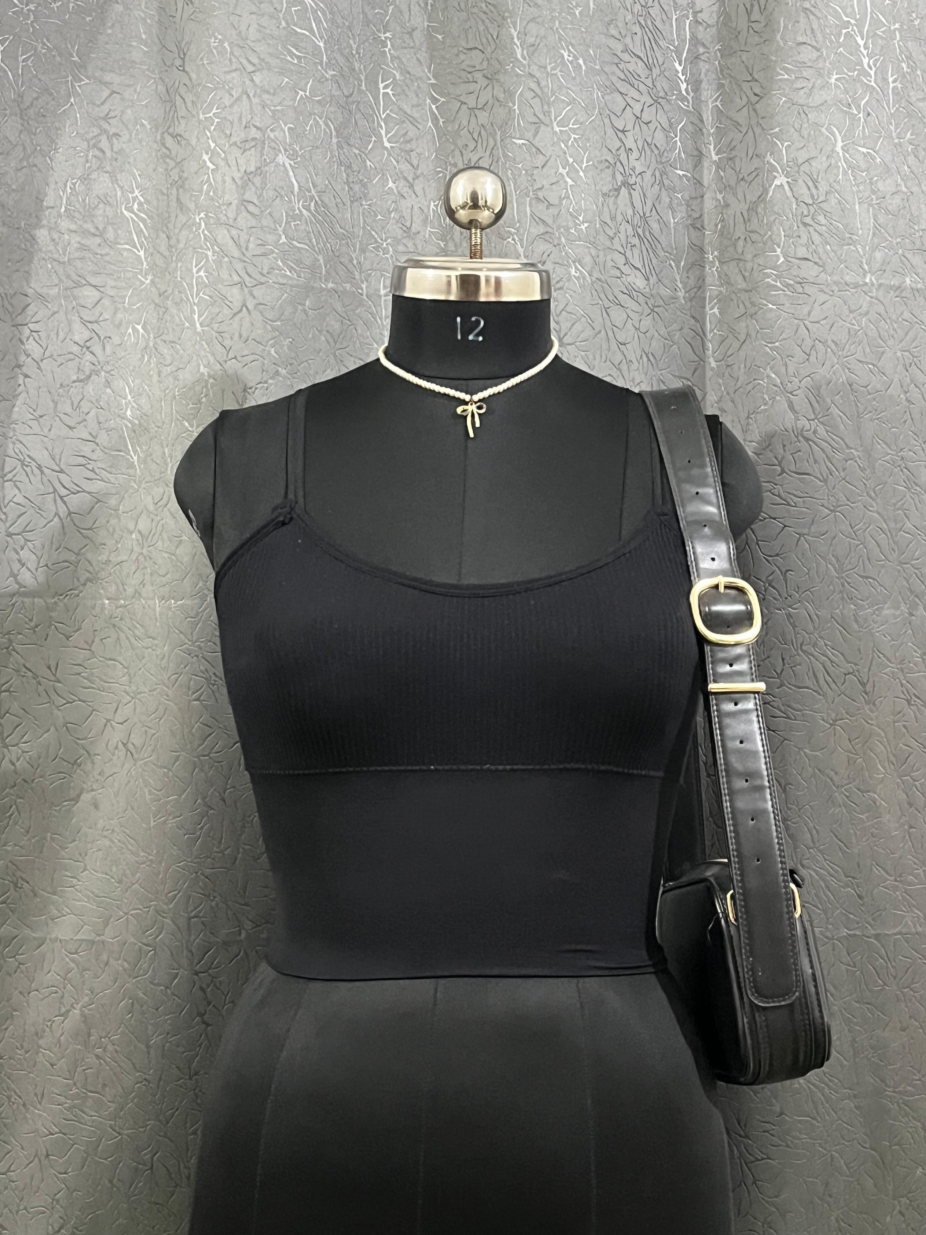 Classic Black Ribbed Crop Tank – Size XL
