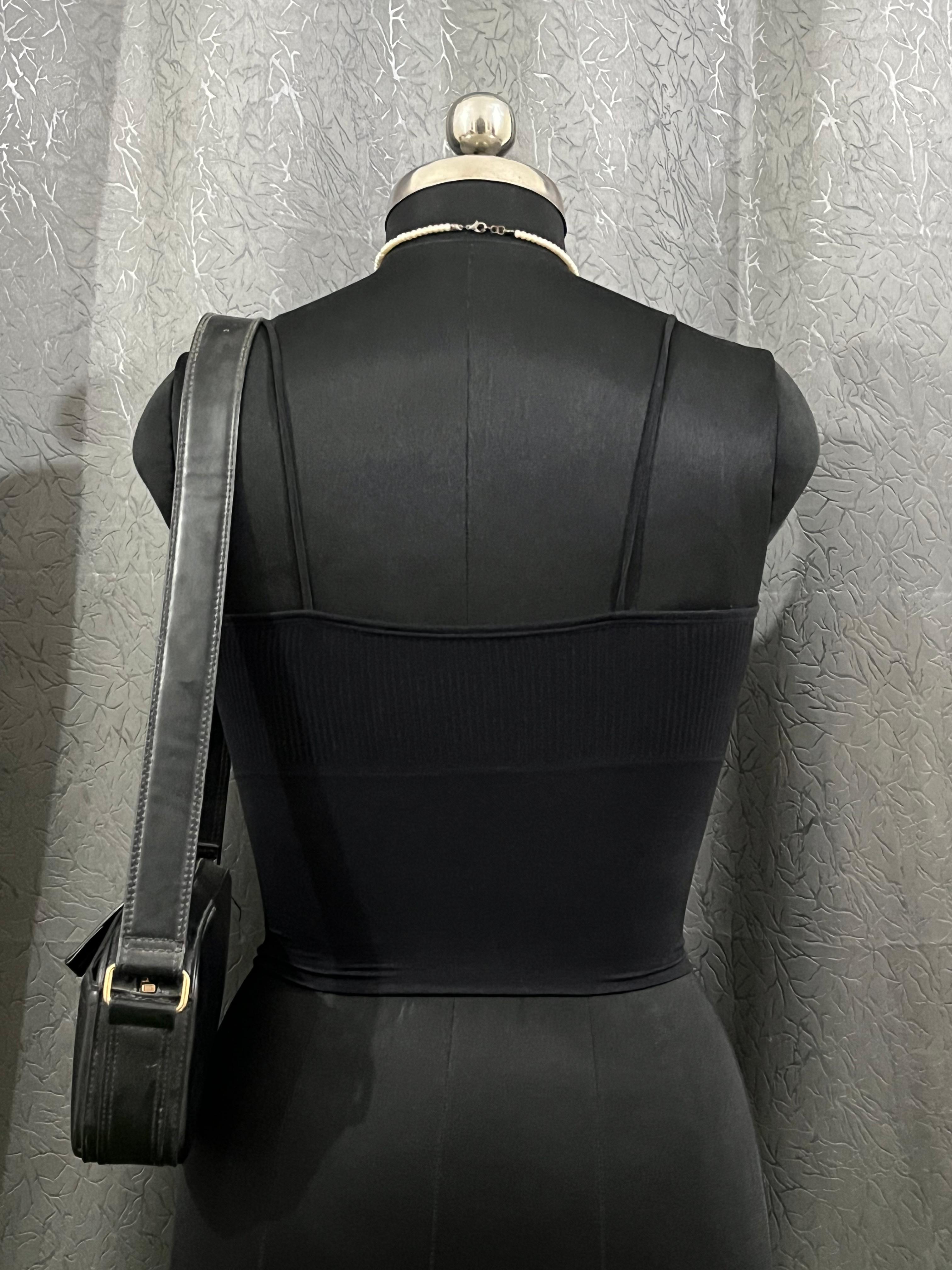 Classic Black Ribbed Crop Tank – Size XL