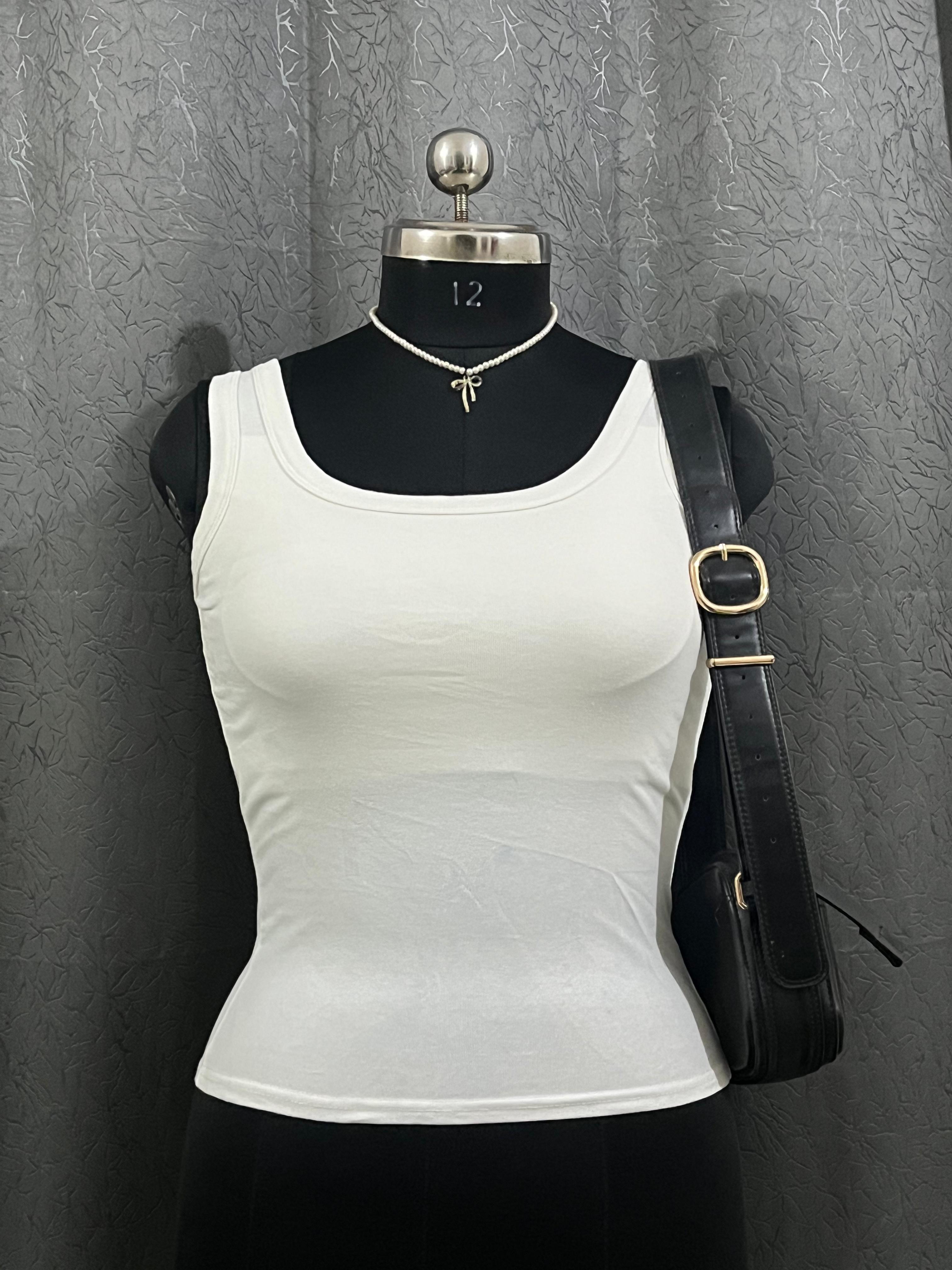 Classic White Tank Top – Size L
