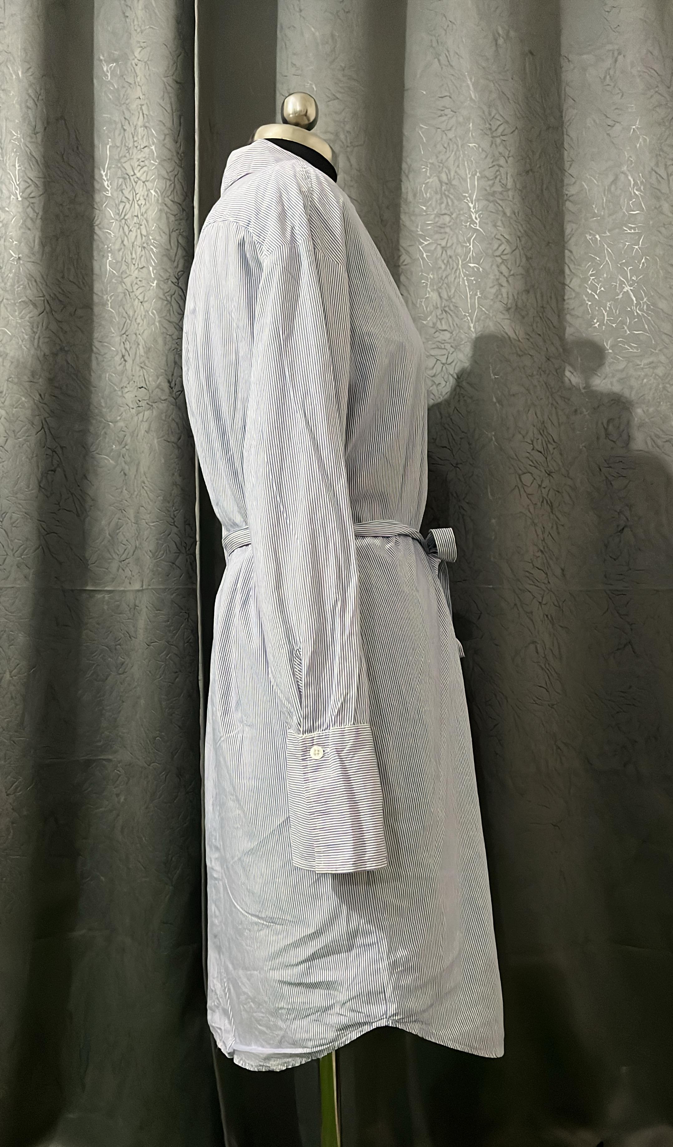 Blue Striped Cotton Shirt Dress – Size L