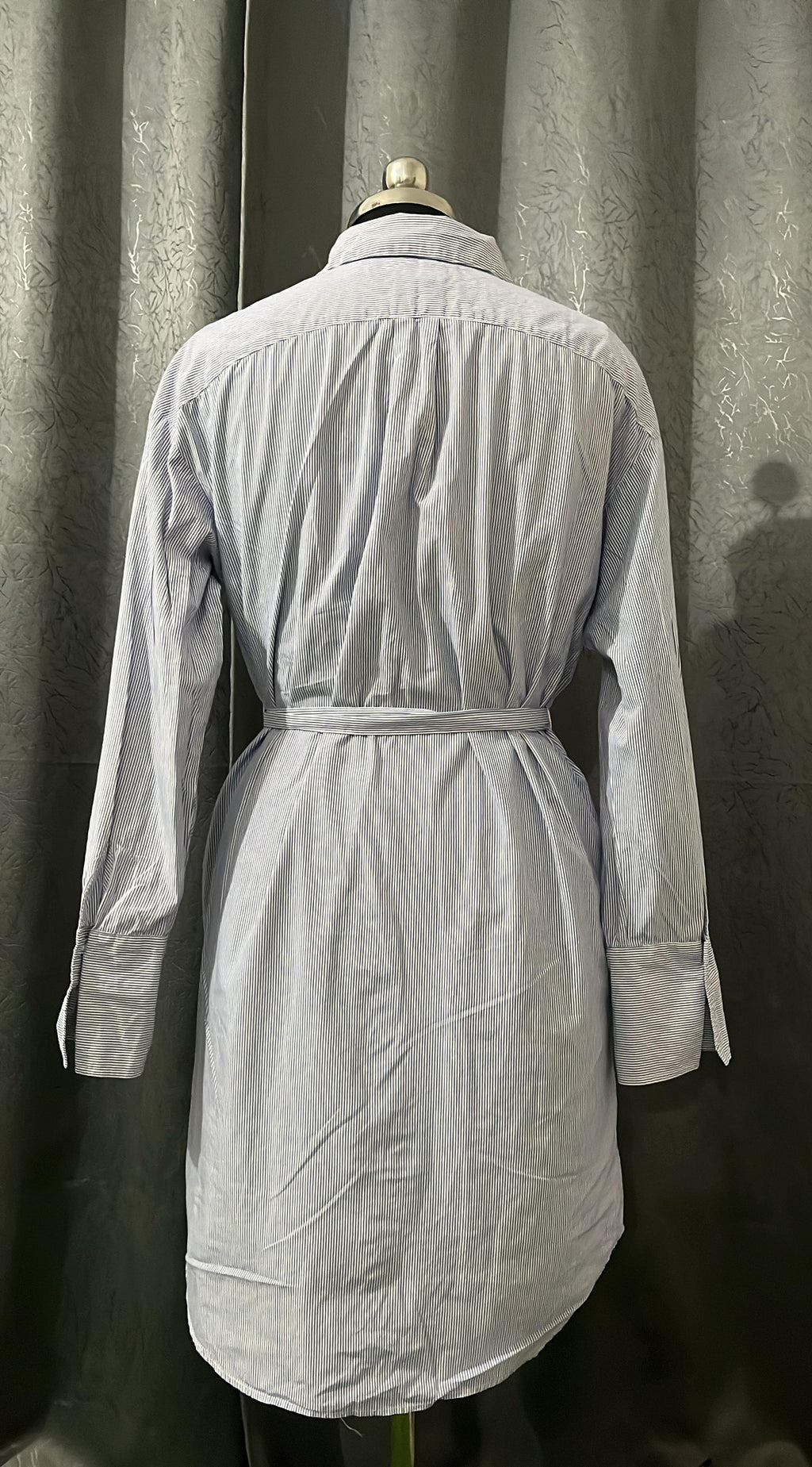 Blue Striped Cotton Shirt Dress – Size L