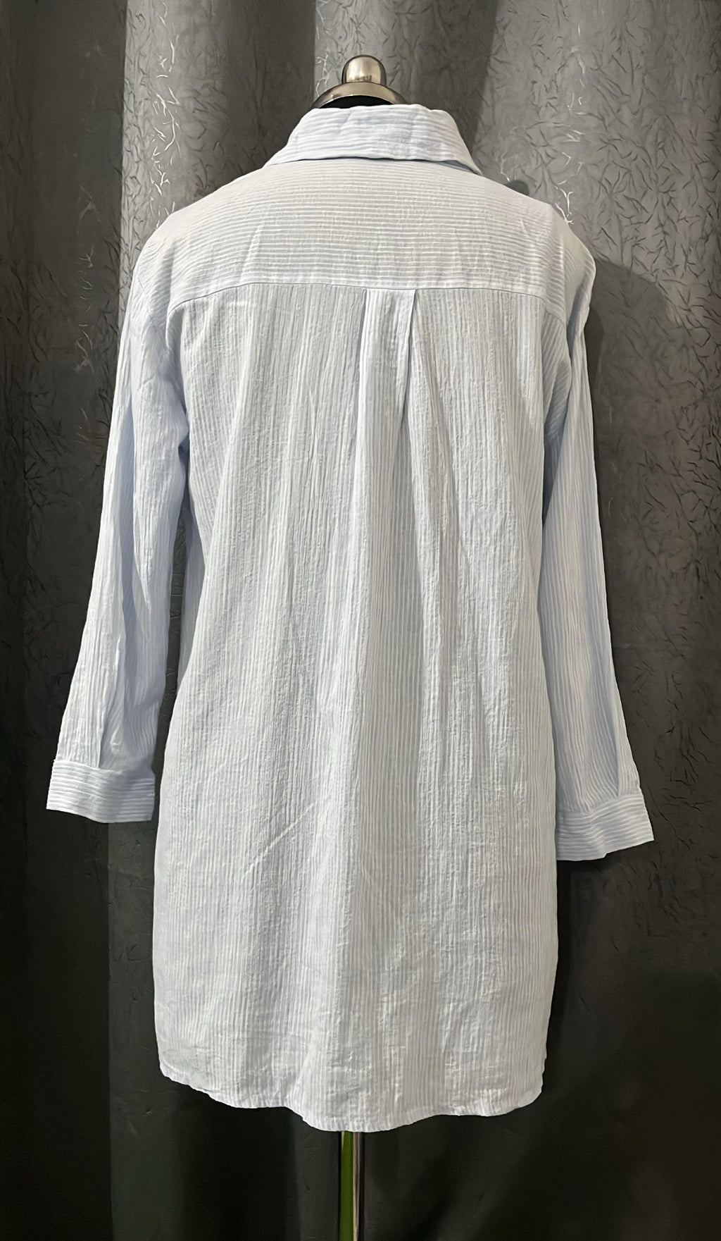 Blue Striped Cotton Shirt Dress – Size L