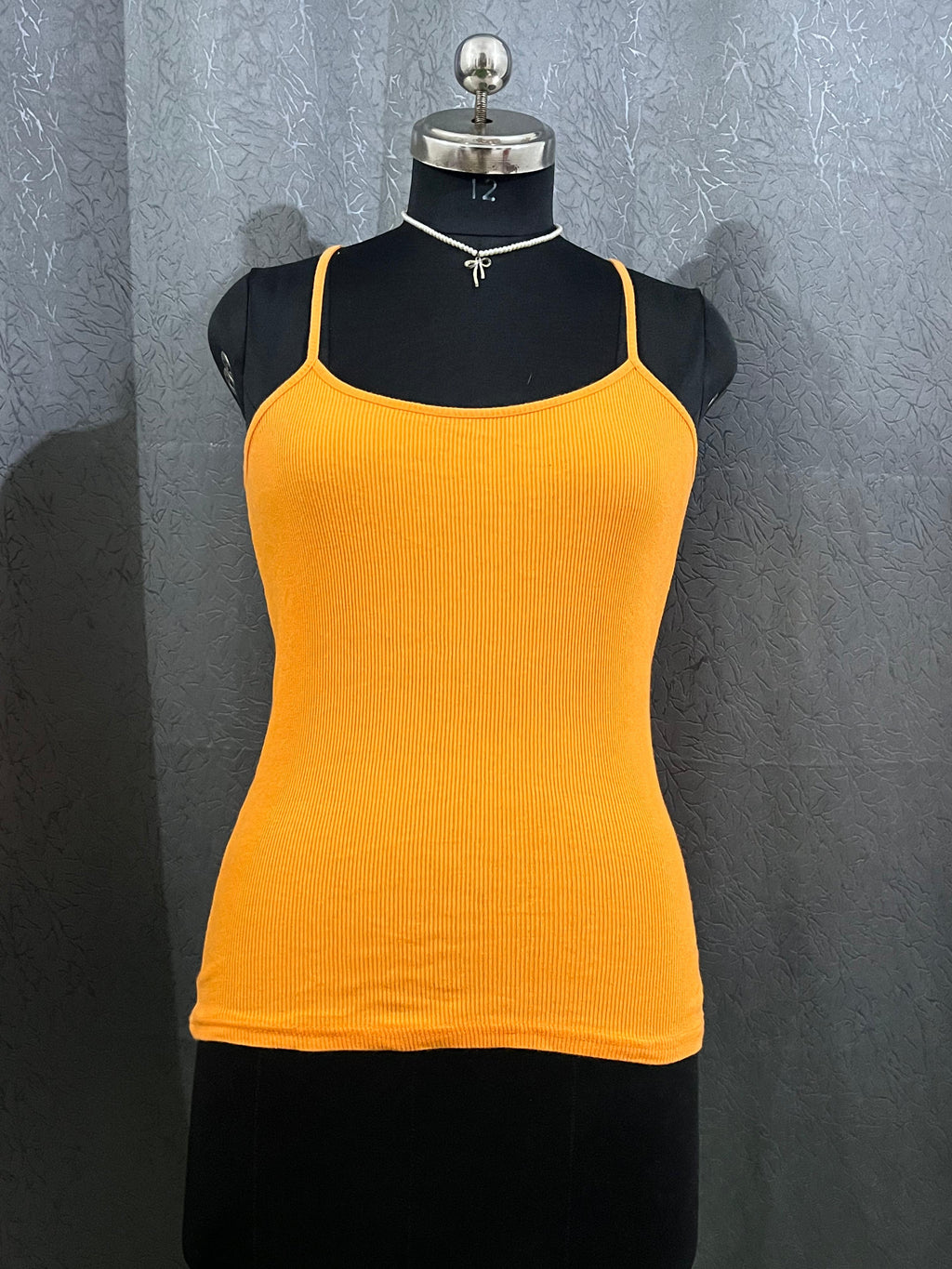 Bright Orange Ribbed Spaghetti Strap Tank Top – Size M