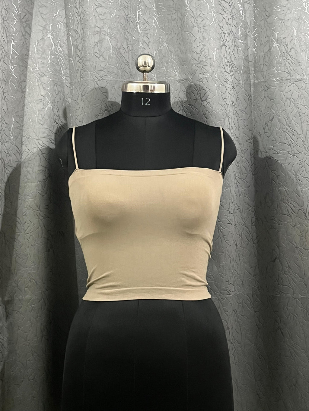 Beige Spaghetti Strap Crop Top