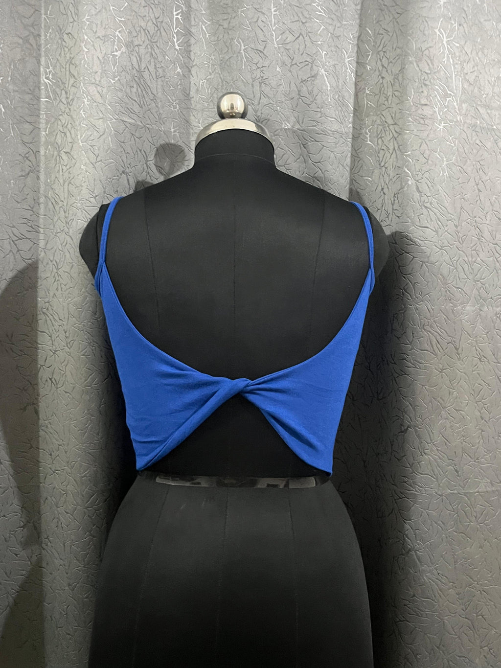 Electric Blue Twist-Back Crop Top (Size S)