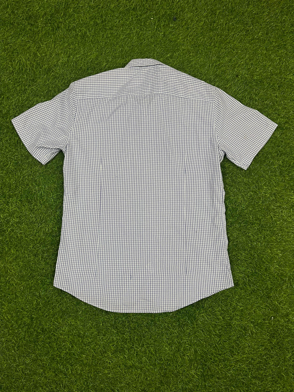 Gillermo Slim Fit Blue Checked Short Sleeve Shirt – Size L
