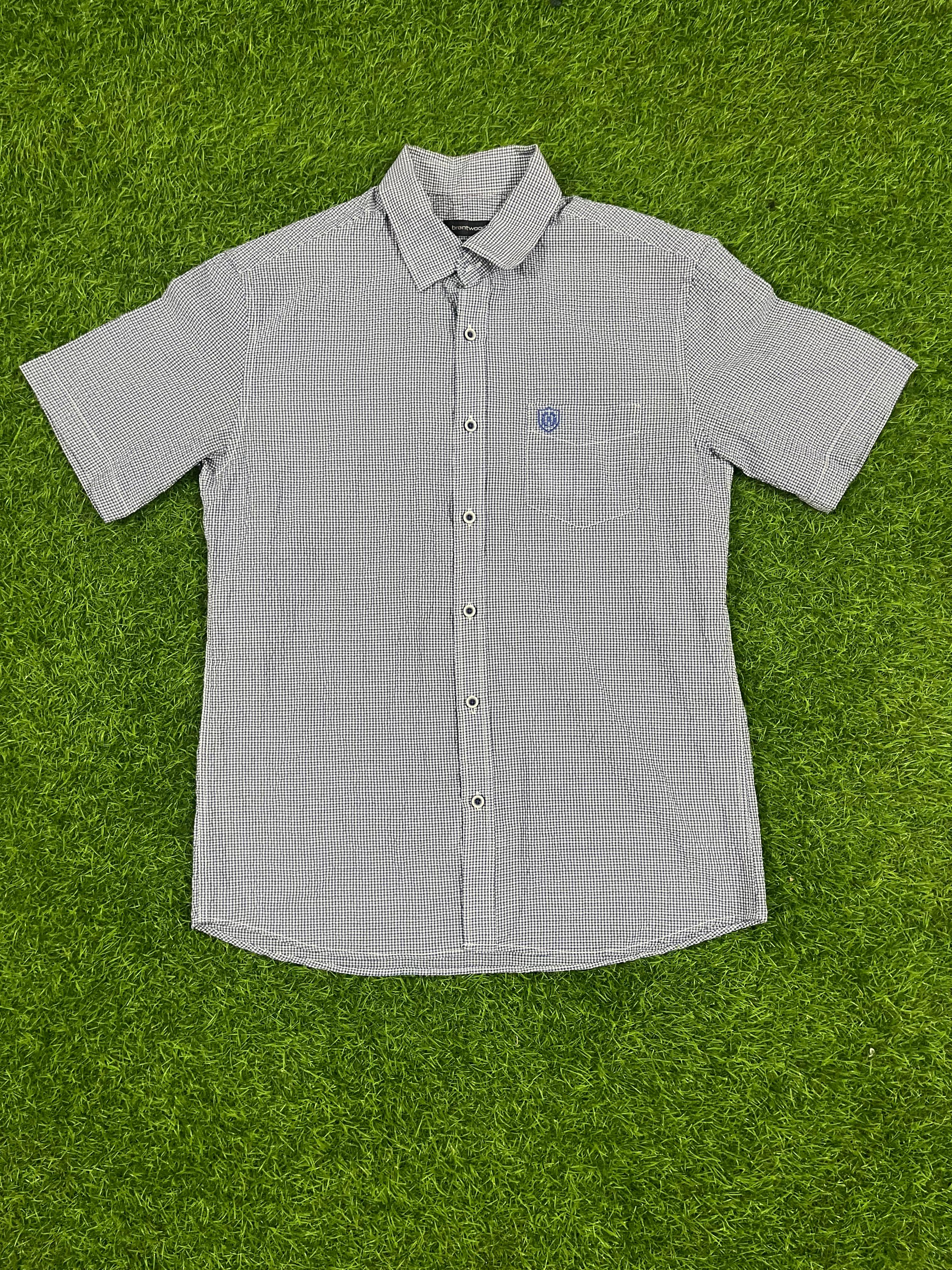 Brentwood Navy Micro-Check Short Sleeve Shirt – Size L