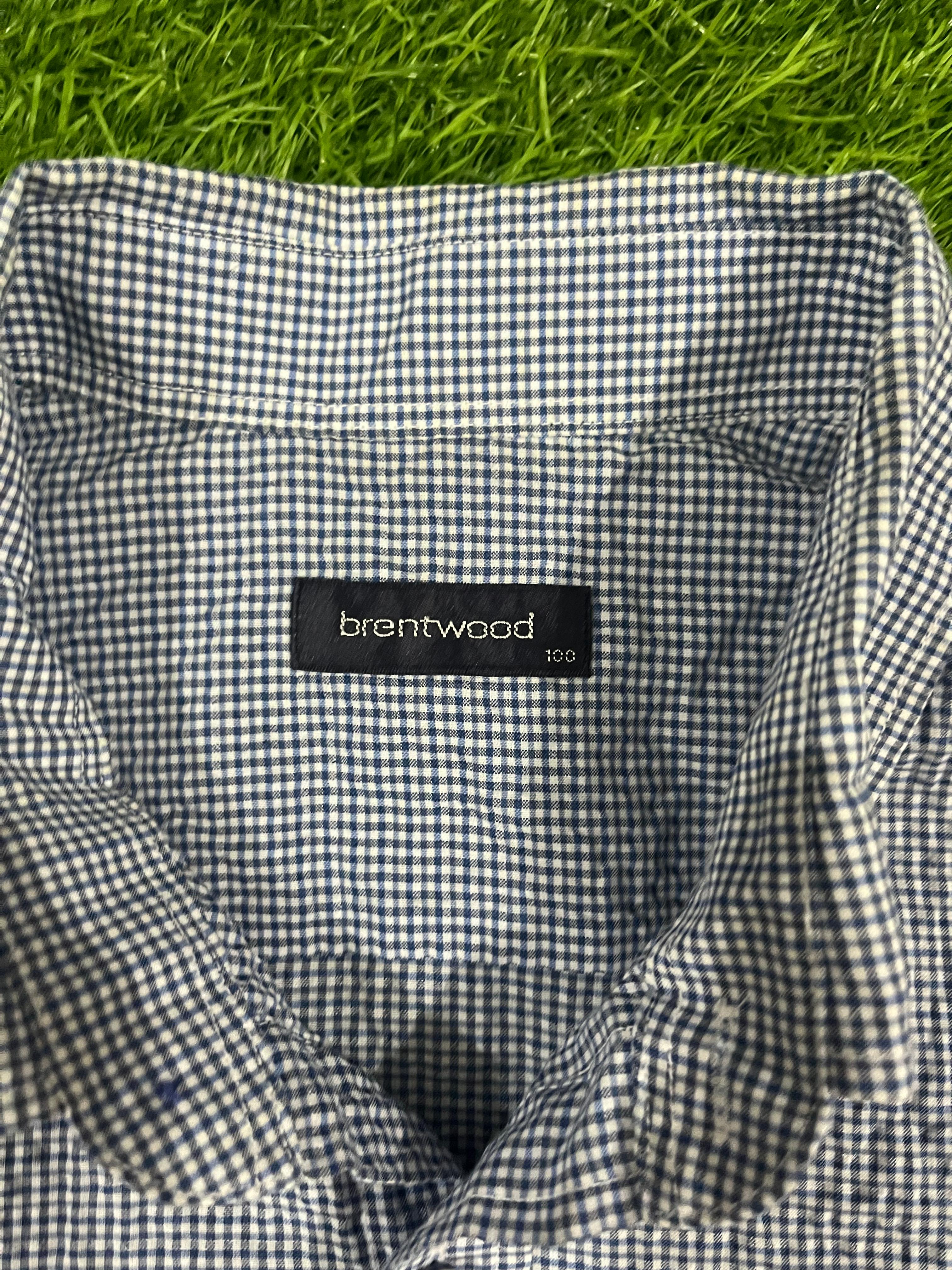 Brentwood Navy Micro-Check Short Sleeve Shirt – Size L