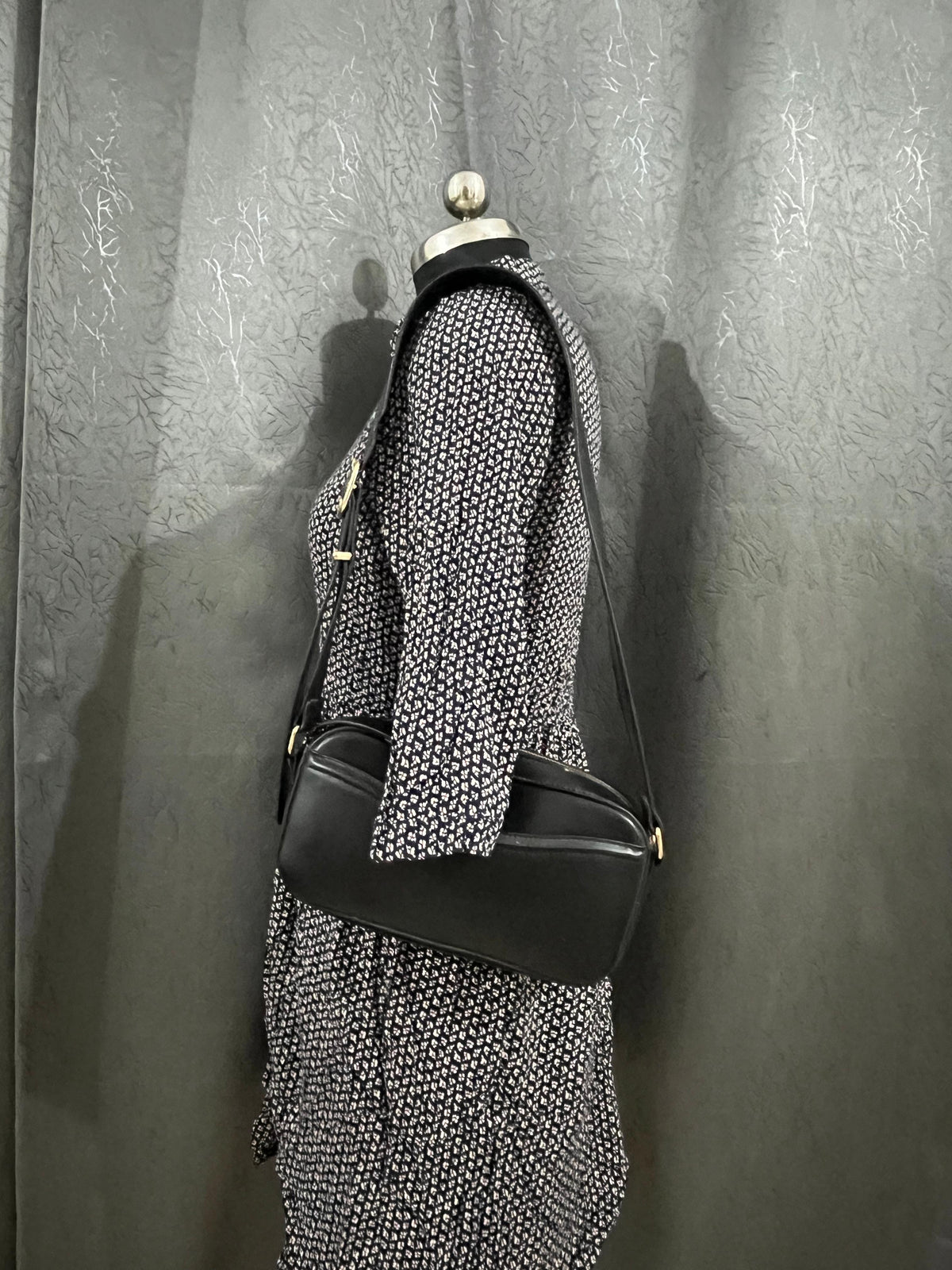 Black & White Printed Button-Down Mini Dress – Size M