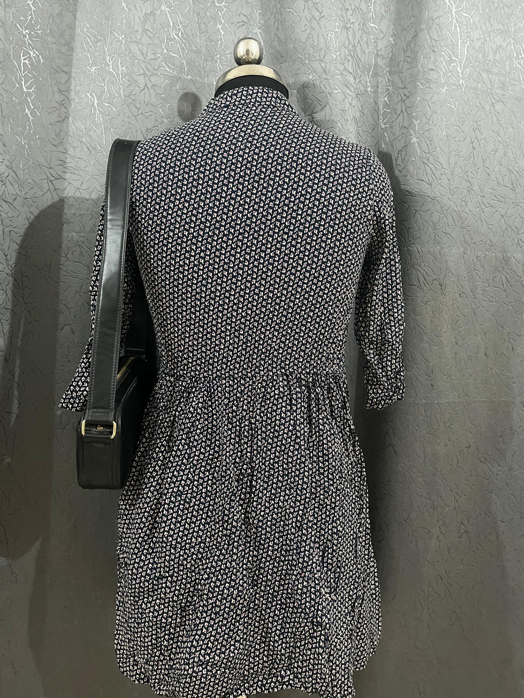 Black & White Printed Button-Down Mini Dress – Size M