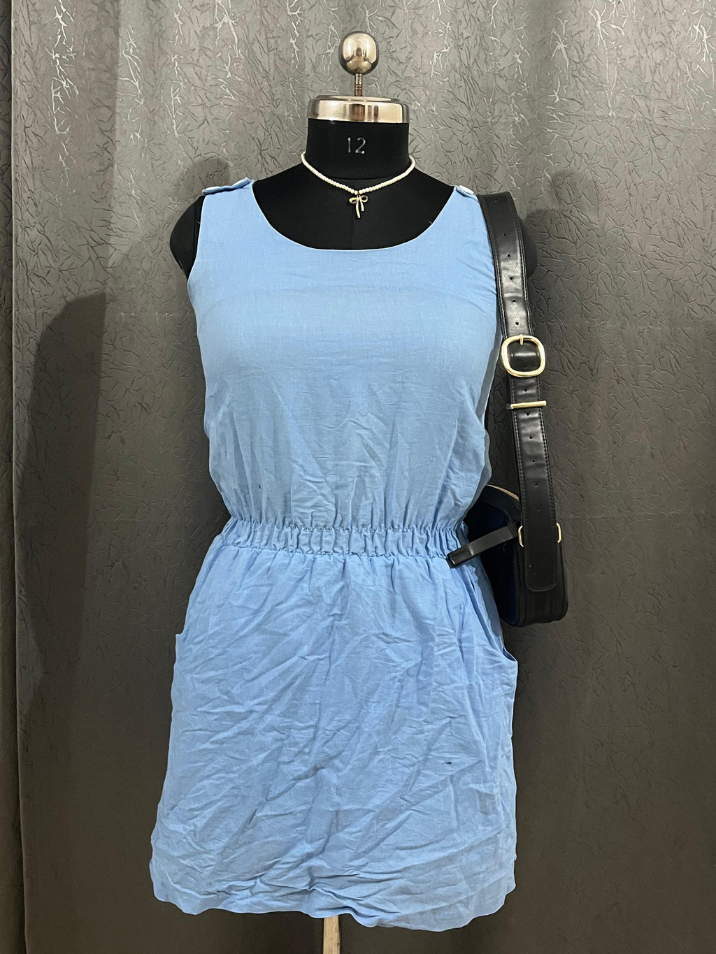 Casual Blue Sleeveless Mini Dress – Size M