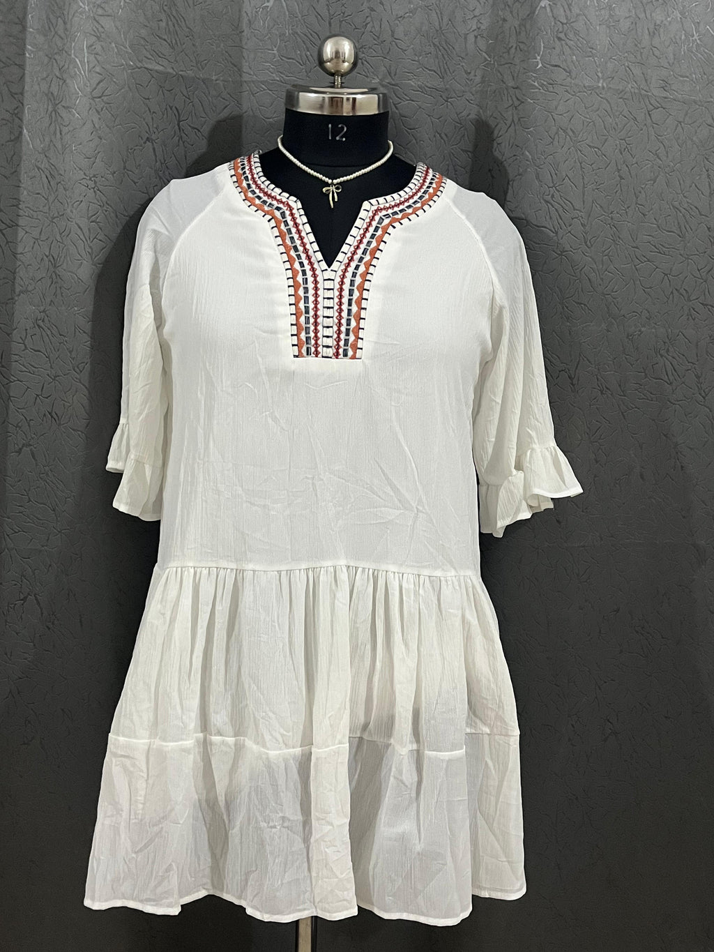 White Boho Ruffle Dress✨ Size: L
