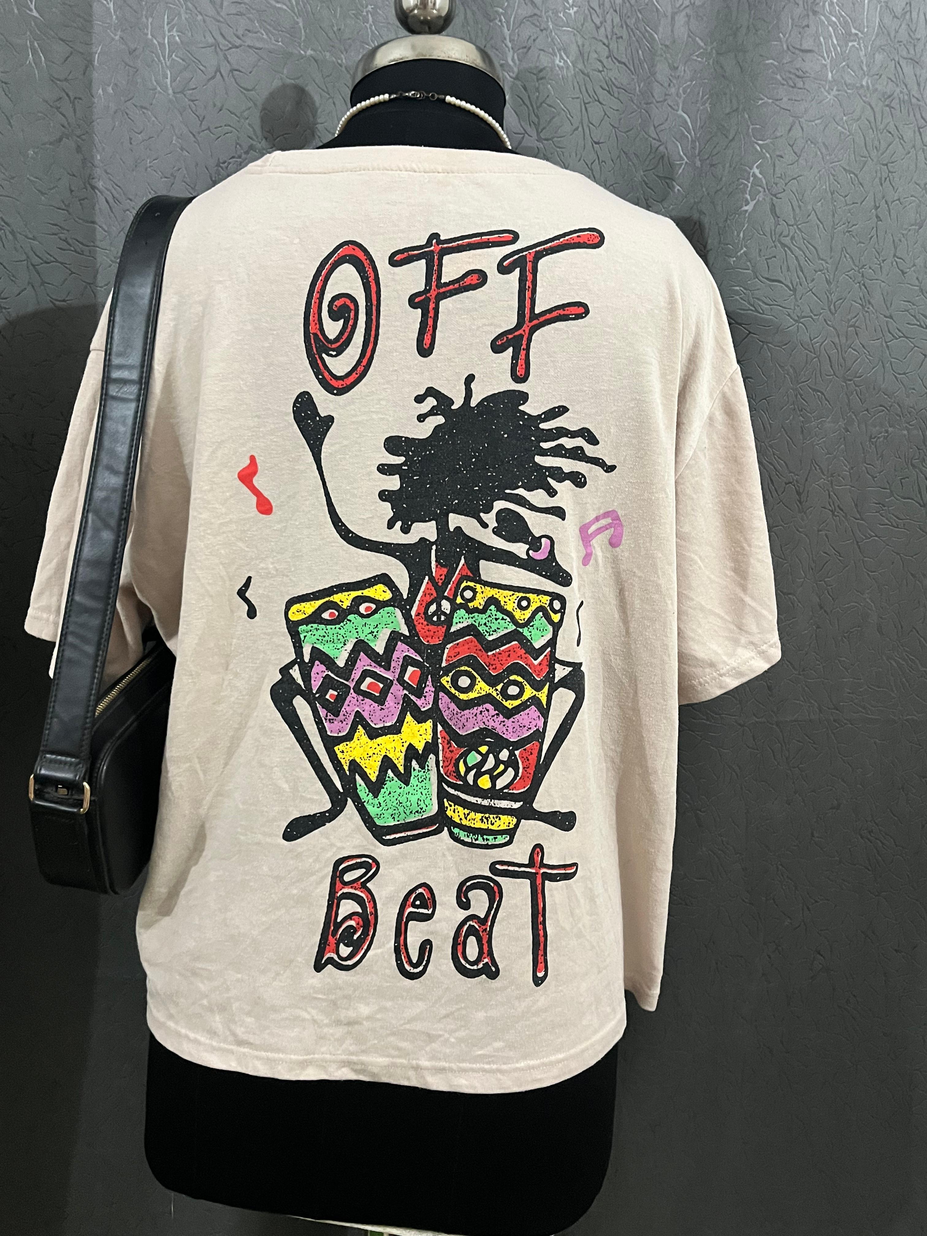 Vintage "Off Beat" Oversized Graphic Tee (2XL)