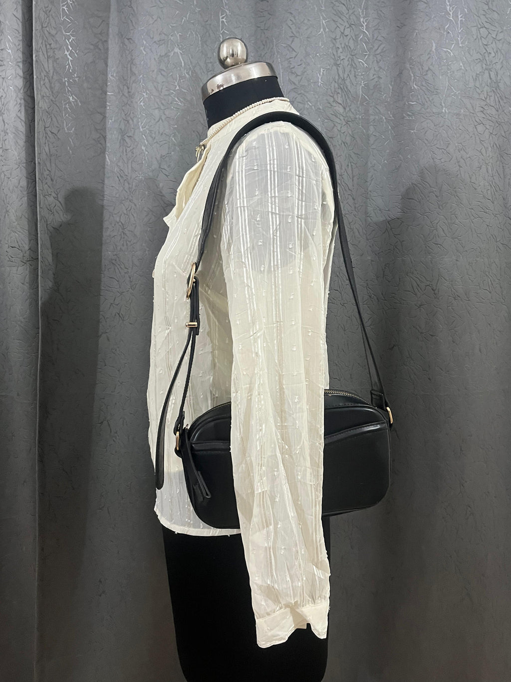 Vintage-Inspired Sheer White Blouse – Size M