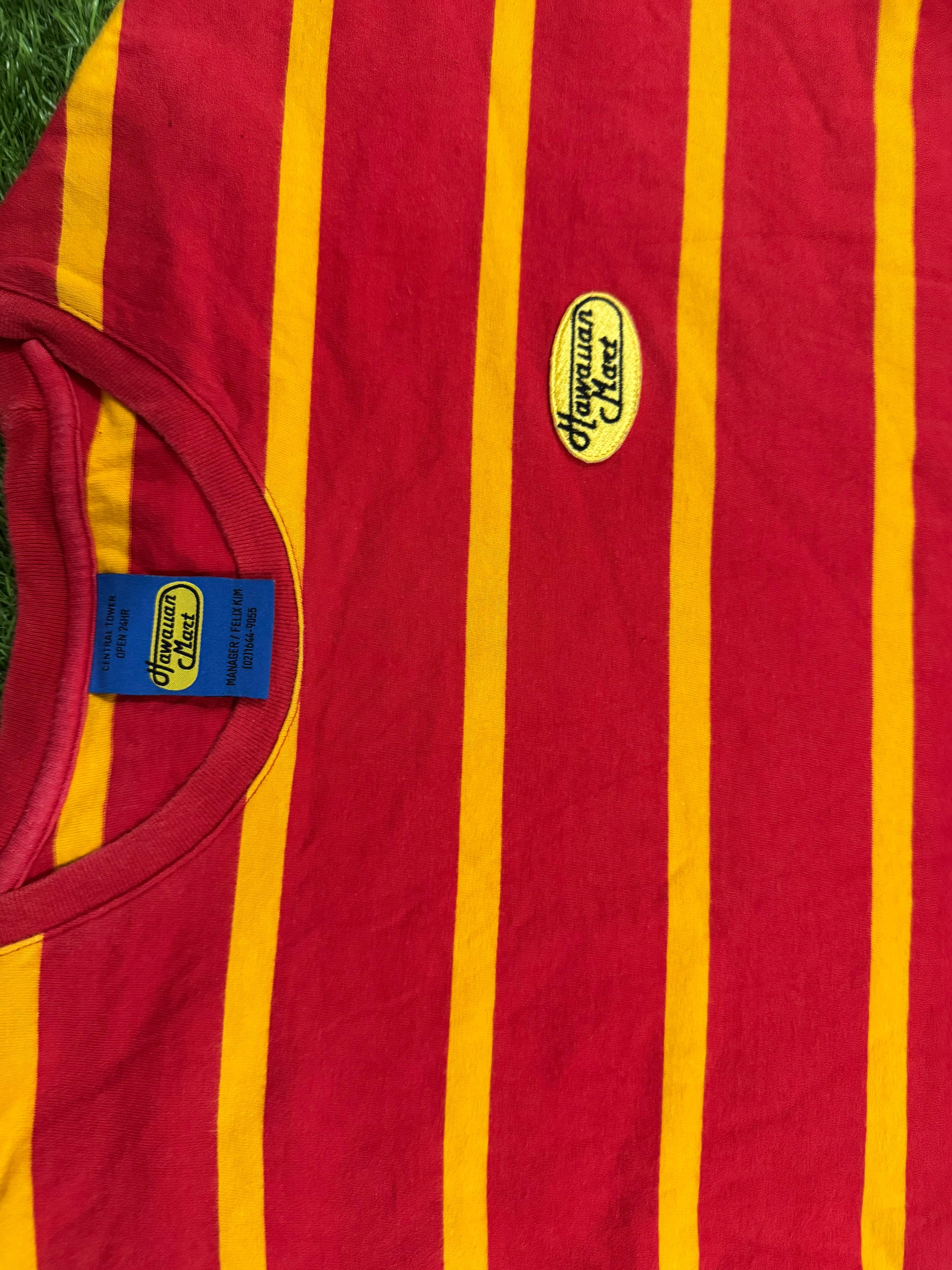 Vintage Hawaiian Heat Striped Tee – Red & Yellow – Size M