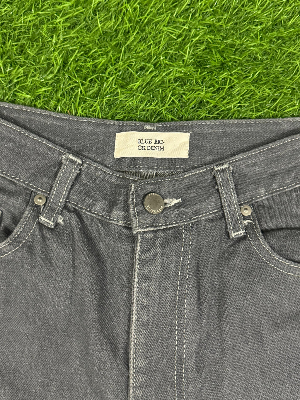 Blue Brick Denim Grey Straight Fit Jeans – Waist 34