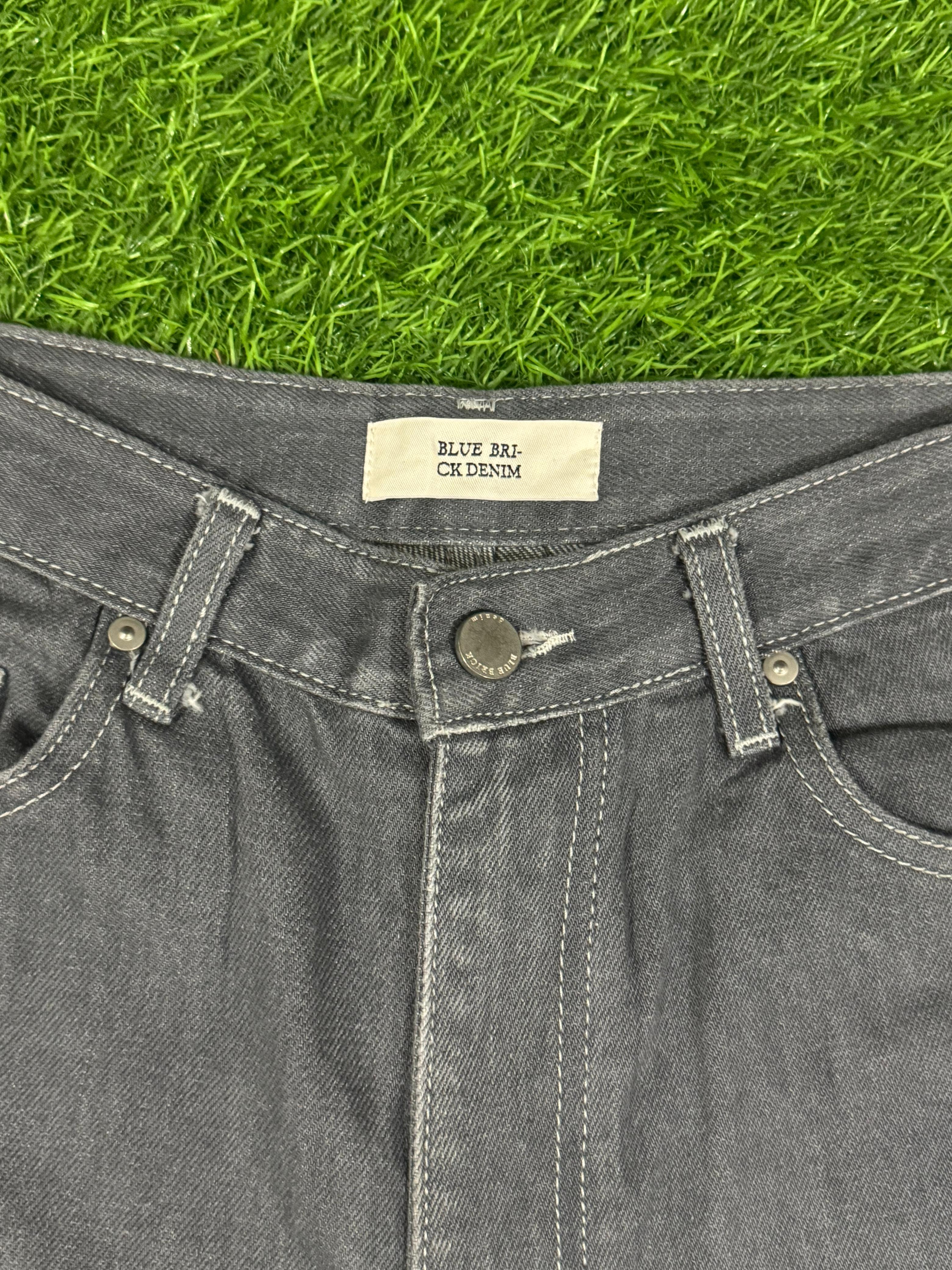 Blue Brick Denim Grey Straight Fit Jeans – Waist 34