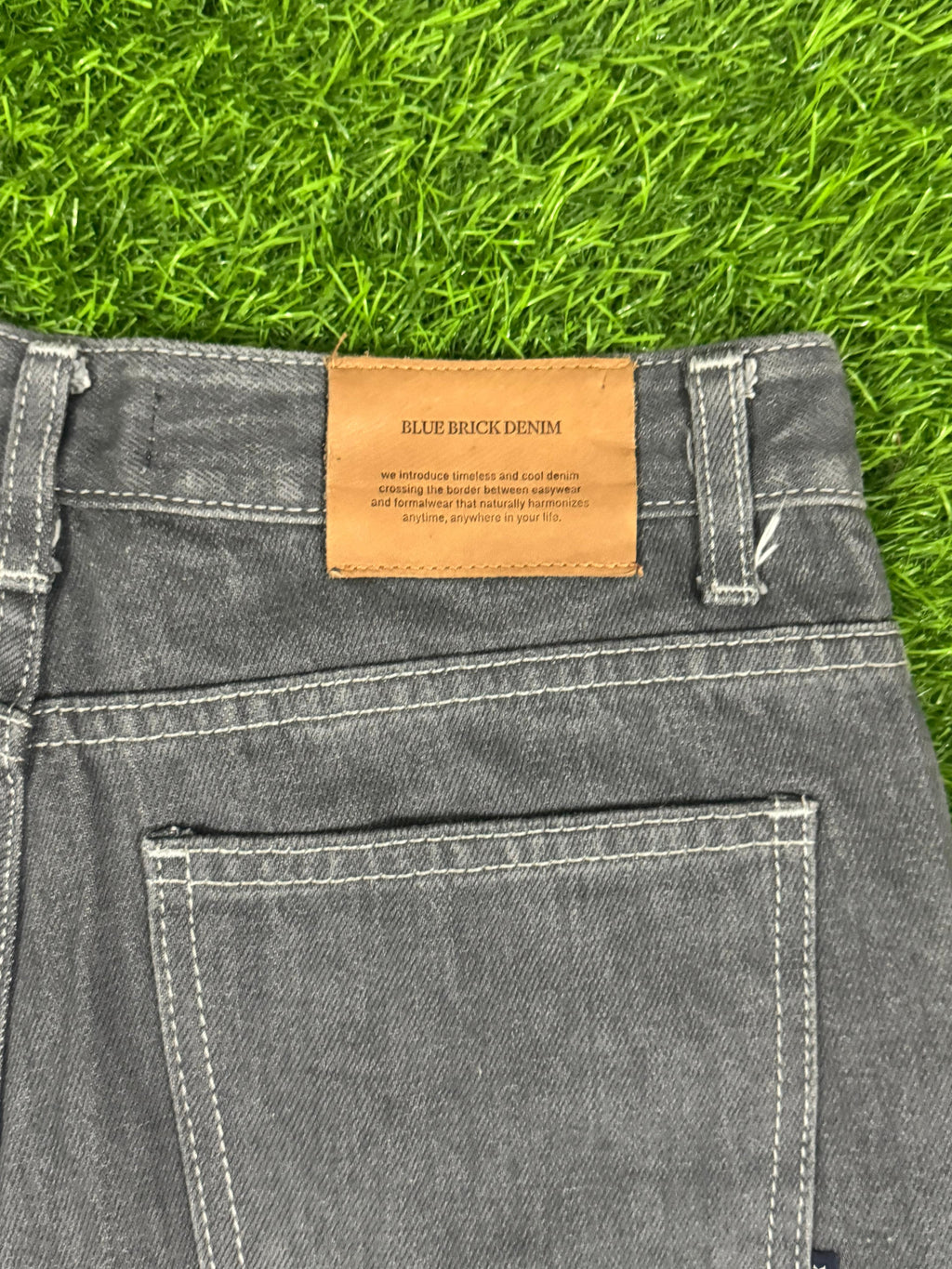 Blue Brick Denim Grey Straight Fit Jeans – Waist 34