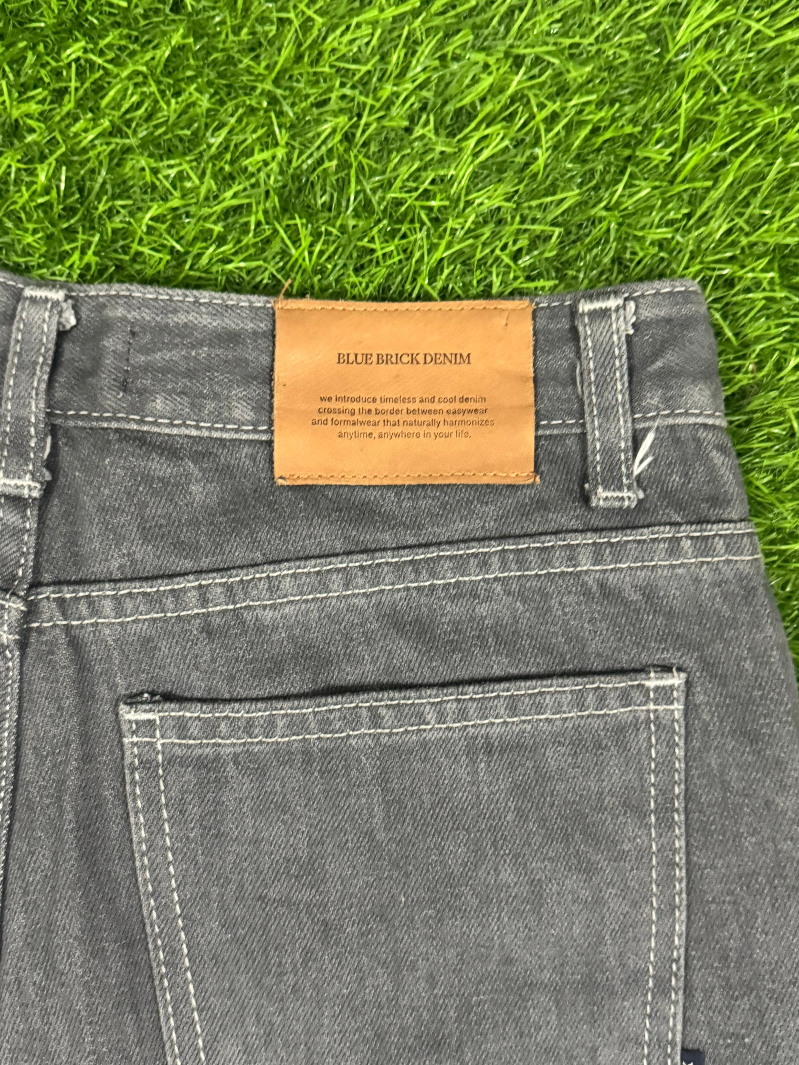 Blue Brick Denim Grey Straight Fit Jeans – Waist 34