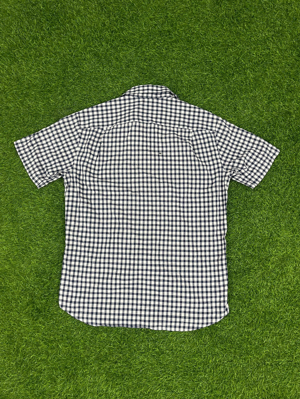 DAKS Classic Navy Checkered Short Sleeve Shirt – Size 100