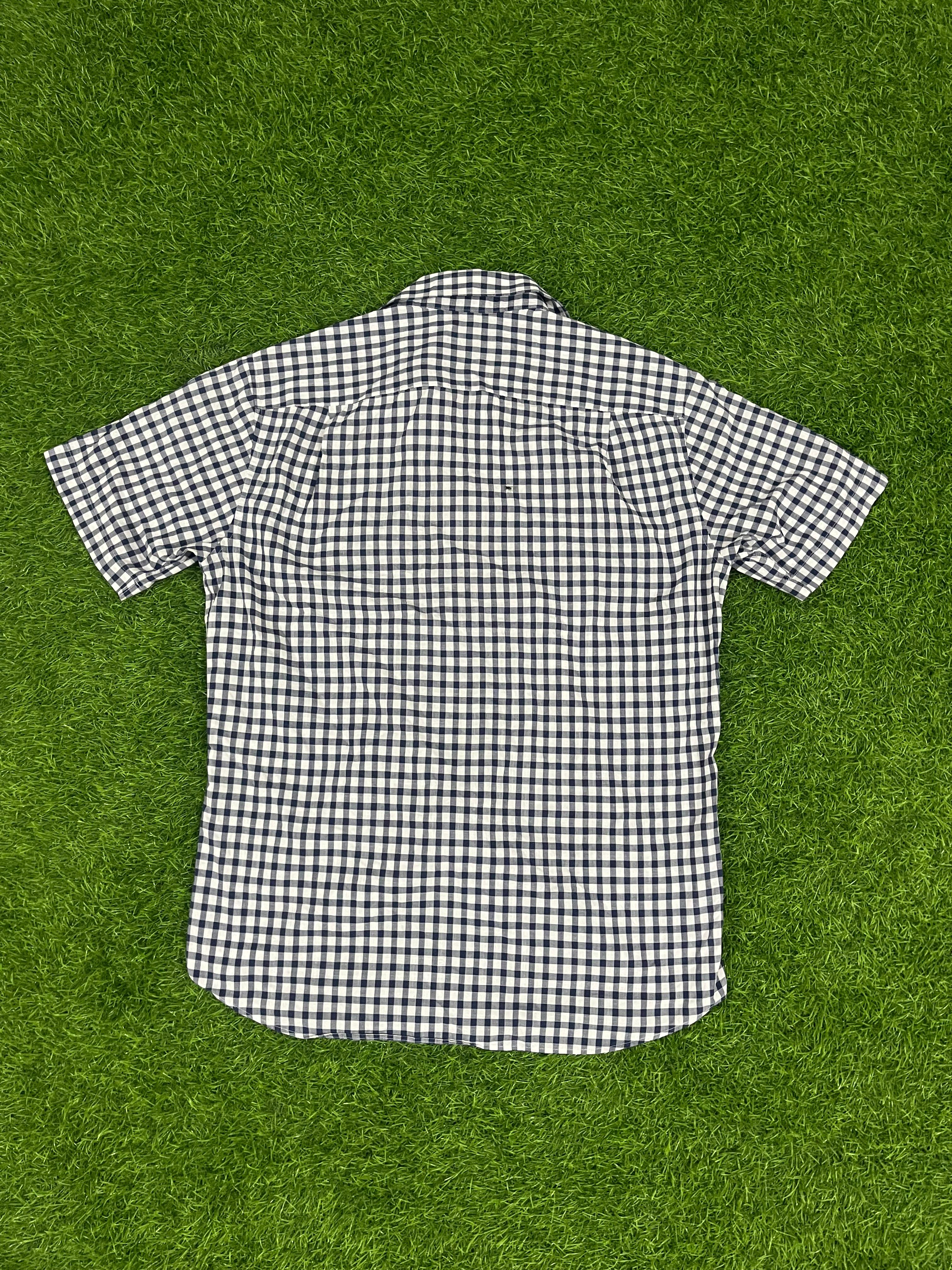 DAKS Classic Navy Checkered Short Sleeve Shirt – Size 100