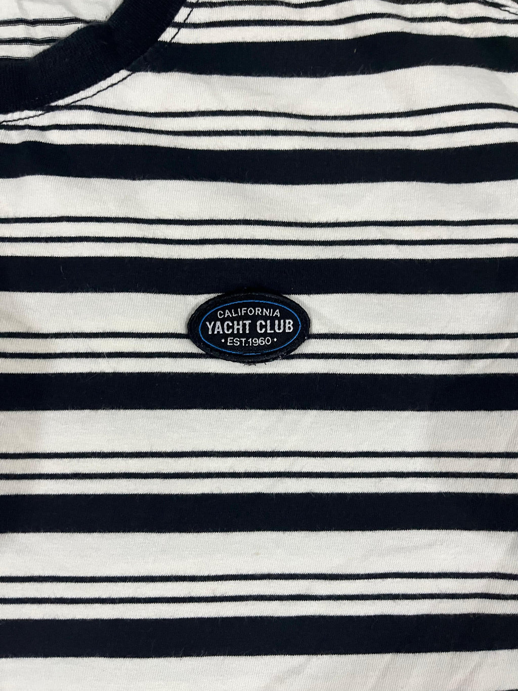California Yacht Club Striped Tee – Black & White (L | Nautical Streetwear)