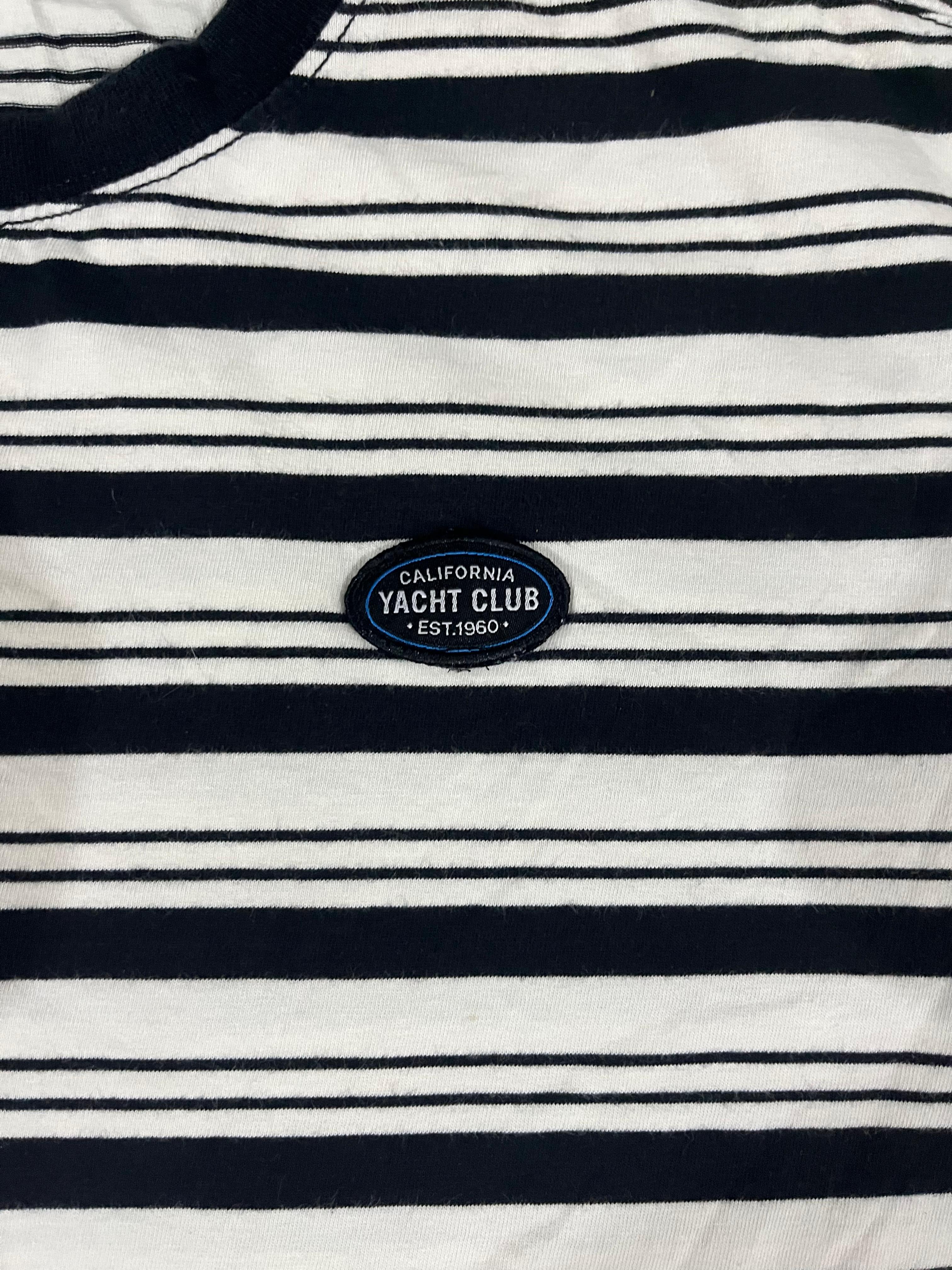 California Yacht Club Striped Tee – Black & White (L | Nautical Streetwear)